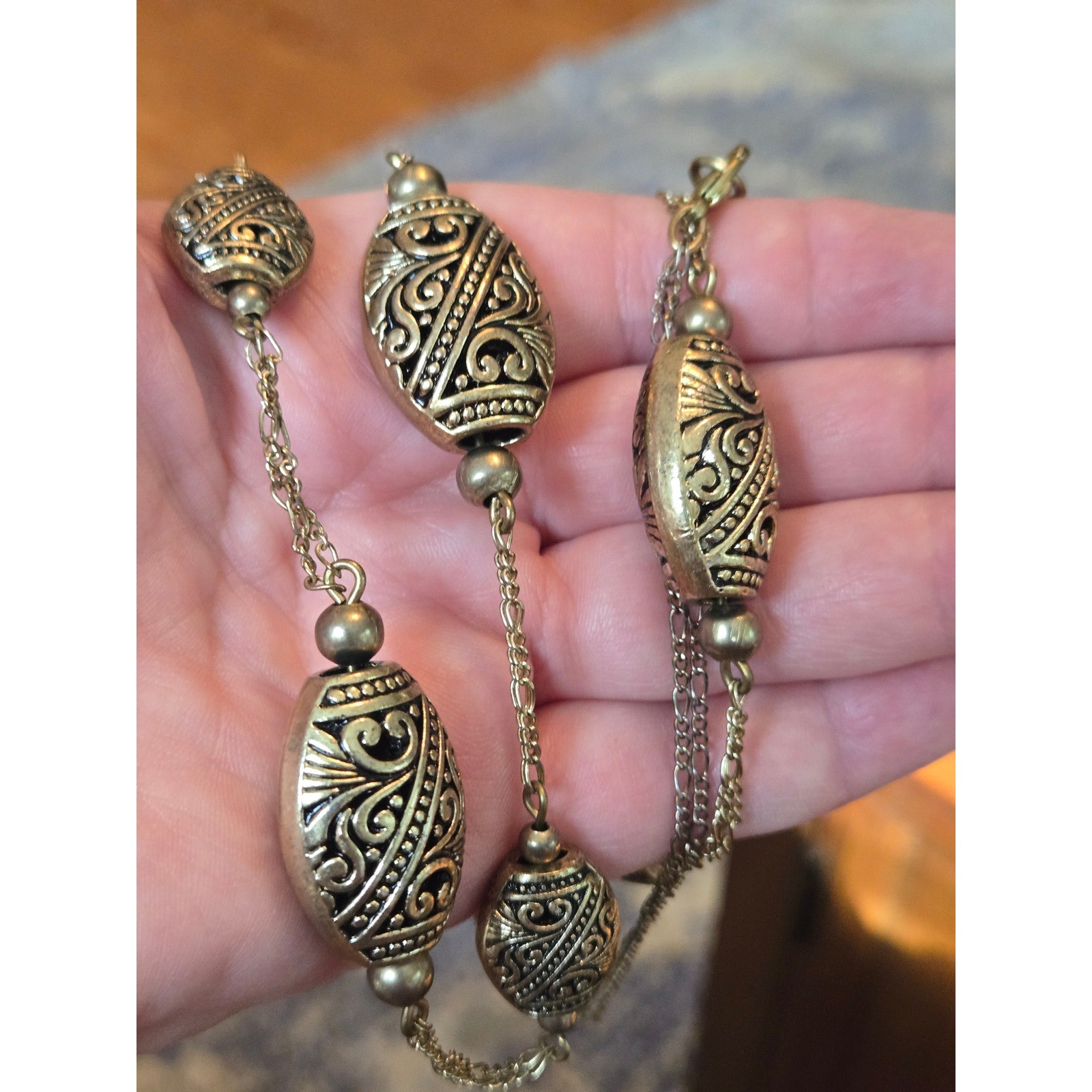 Coldwater Creek Necklace Filagree Station Necklace Vintage 34″in