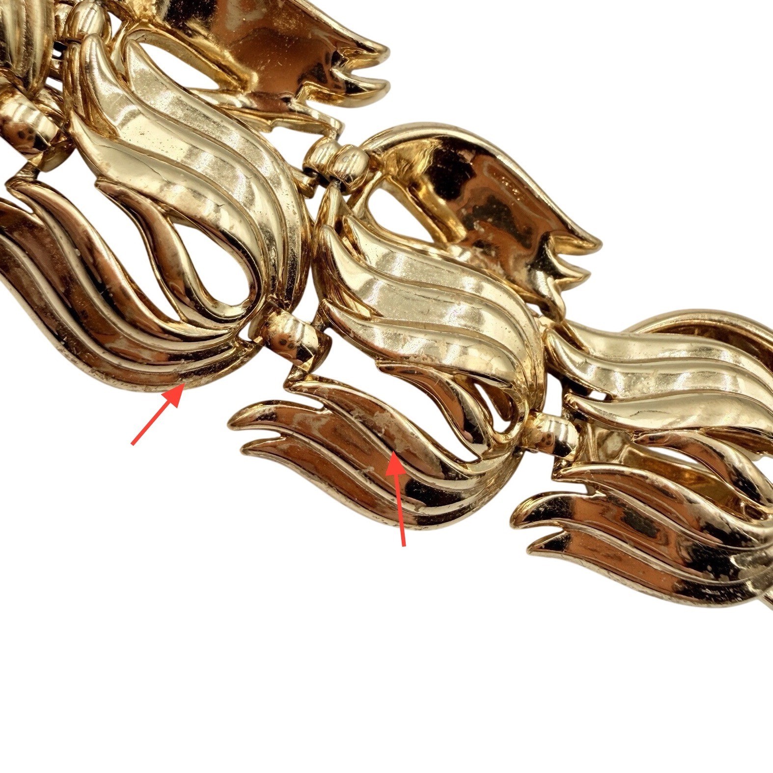 Vintage Gold Tone Leaf Bracelet Mid Century Botanical Retro Nature Statement