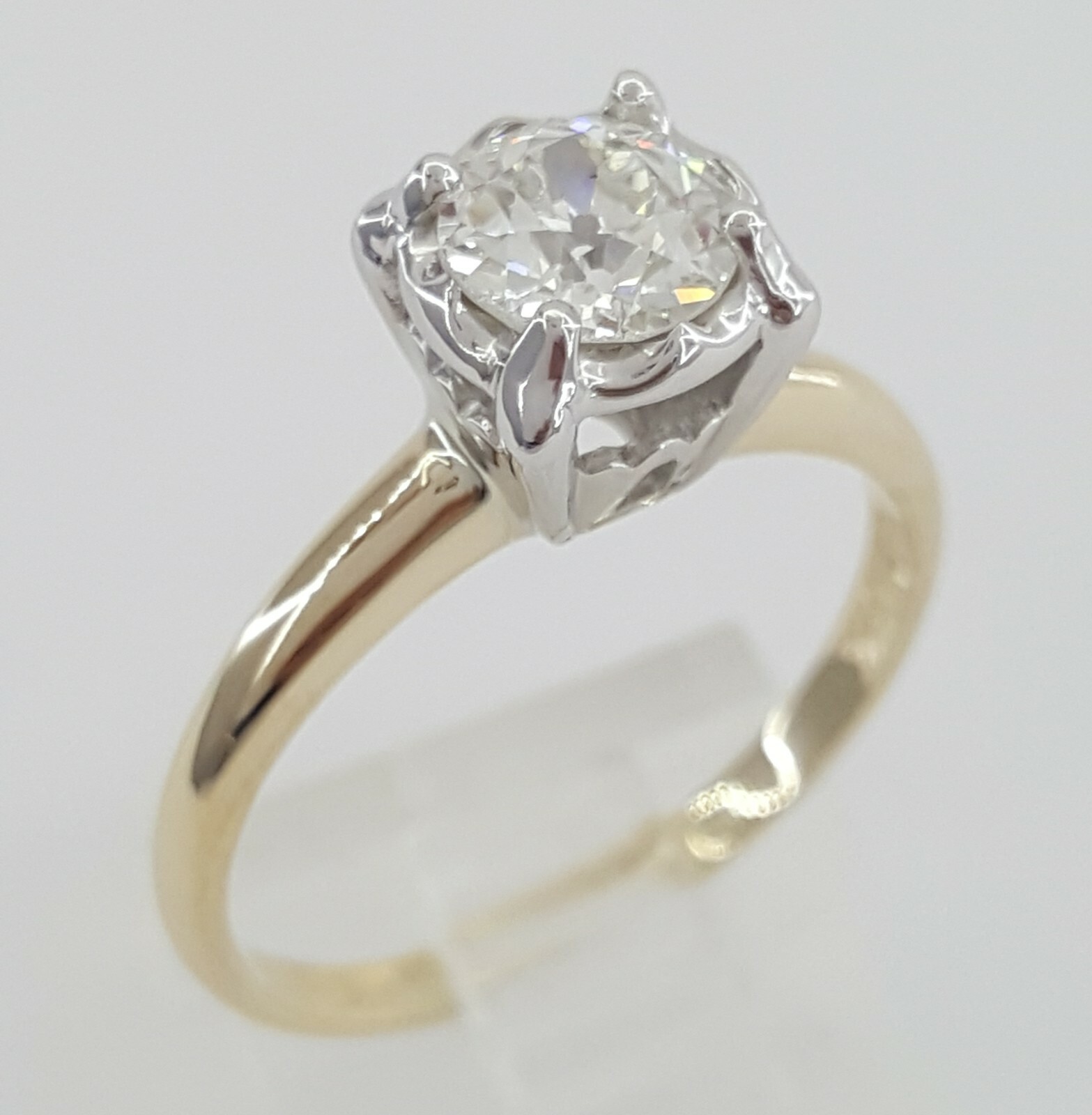 Antique Art Deco 14k Old European Solitaire Diamond Engagement Ring 0.78 ct GIA