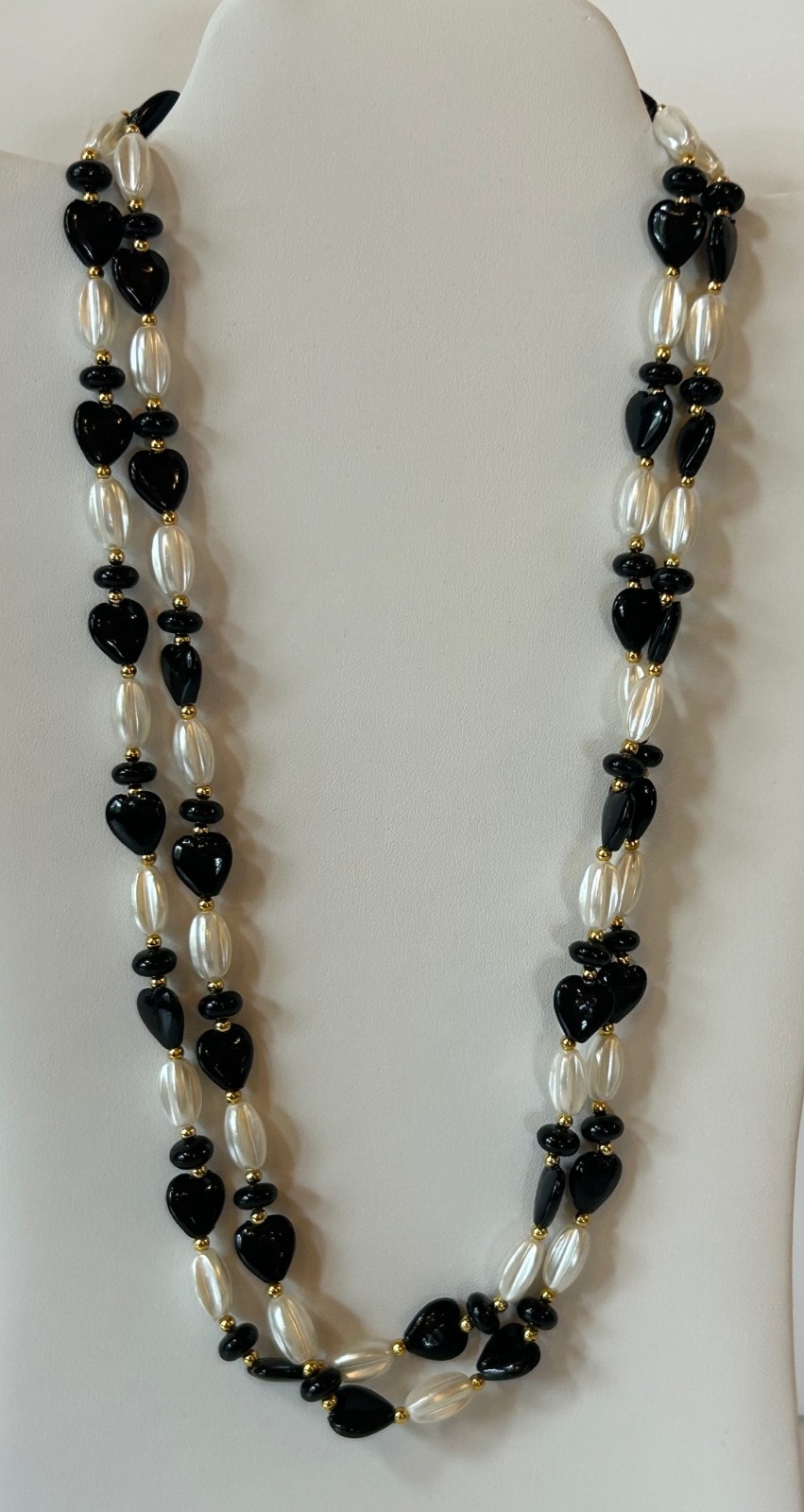 Vintage Black, Ivory and Gold Necklace