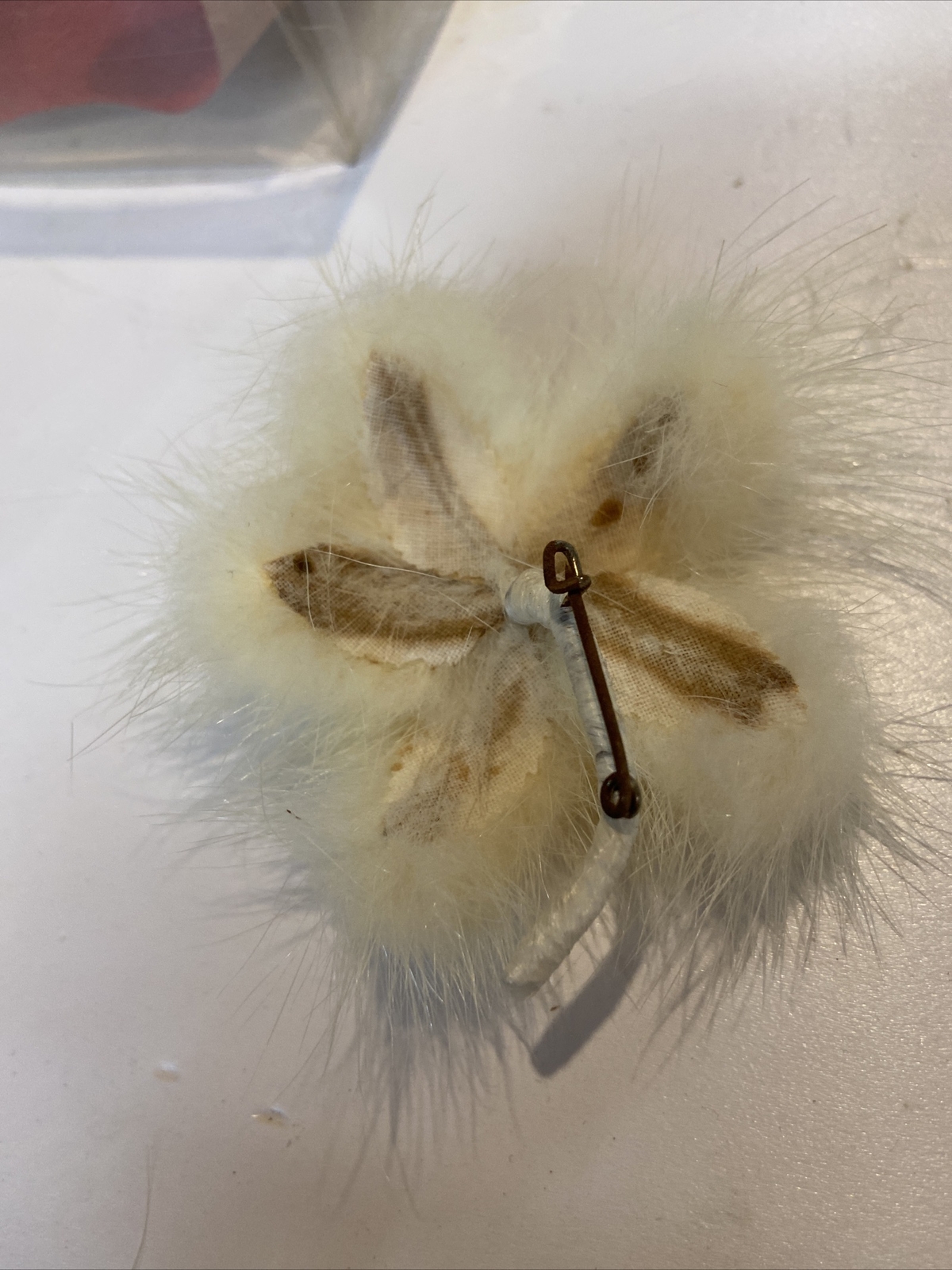 Vintage Mink Flower Brooch Echt Nerz Original Box #N
