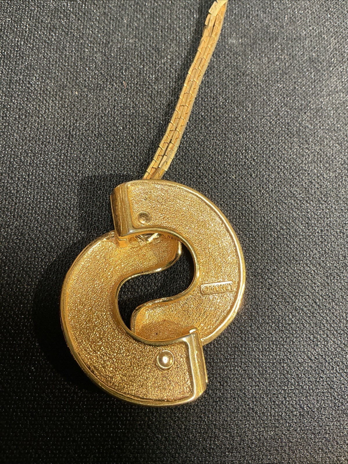 Vintage Gold Tone MONET Modernist Rope Knotted Pendant Necklace Designer