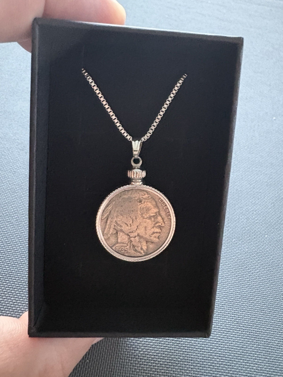 Beautiful Buffalo Nickel Necklace – Authentic Coin – 20in Adjustable Stainless