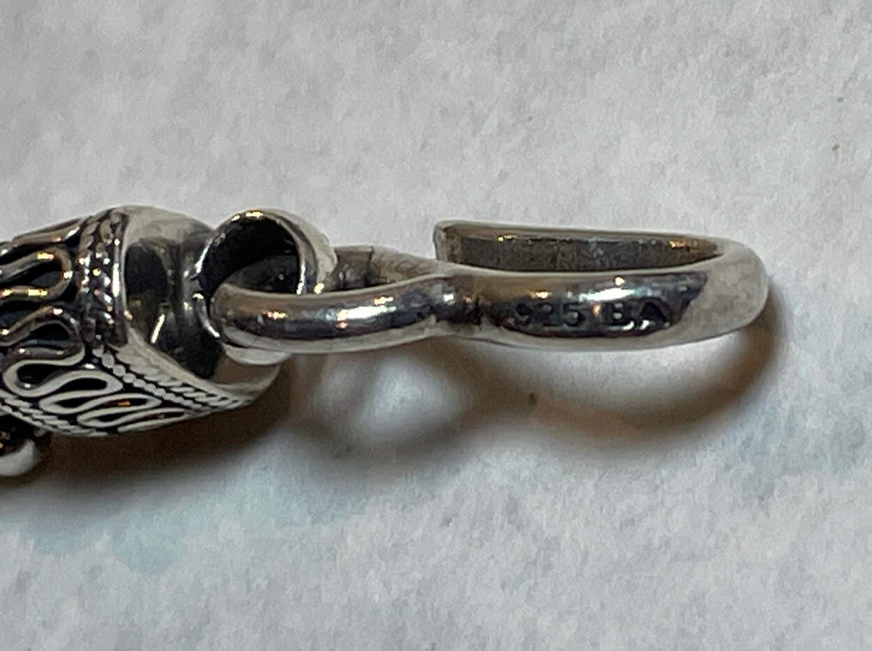 Vintage 44g Sterling Silver BA SUARTI BALI Flower Link 7.75” Snake Bracelet 925