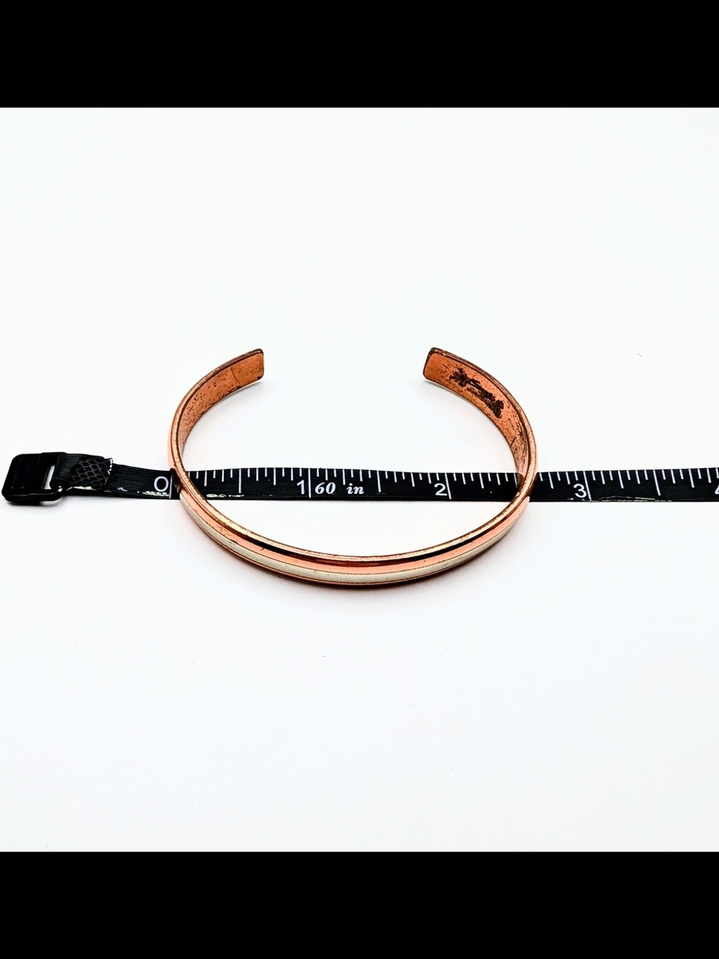 Vintage Copper Cuff Bracelet with Silver Inlay