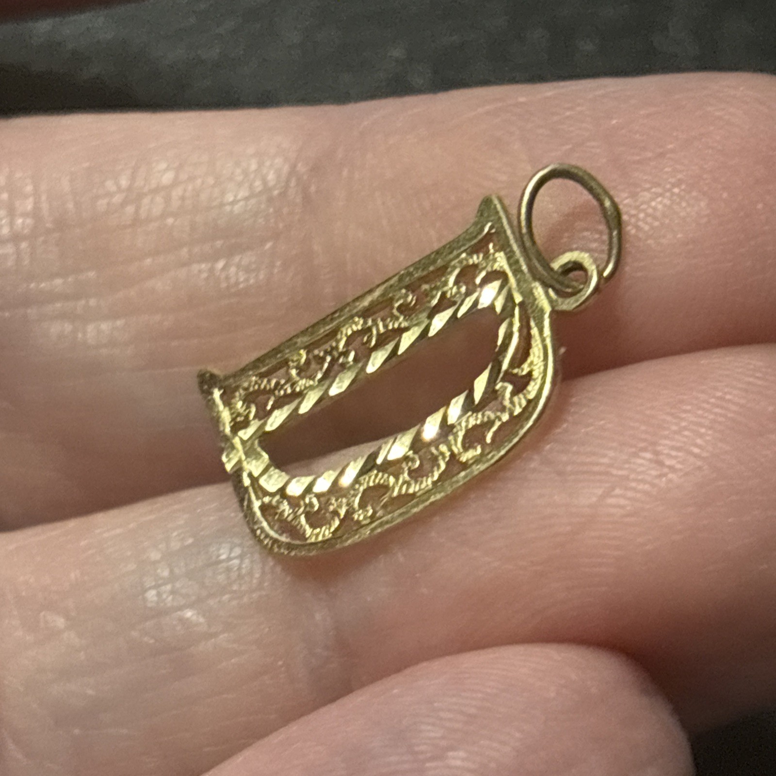 Ornate Filigree D Charm 14 K Deborah,Deb,Dana,Danielle, Darla,Donna,Dena,Davina