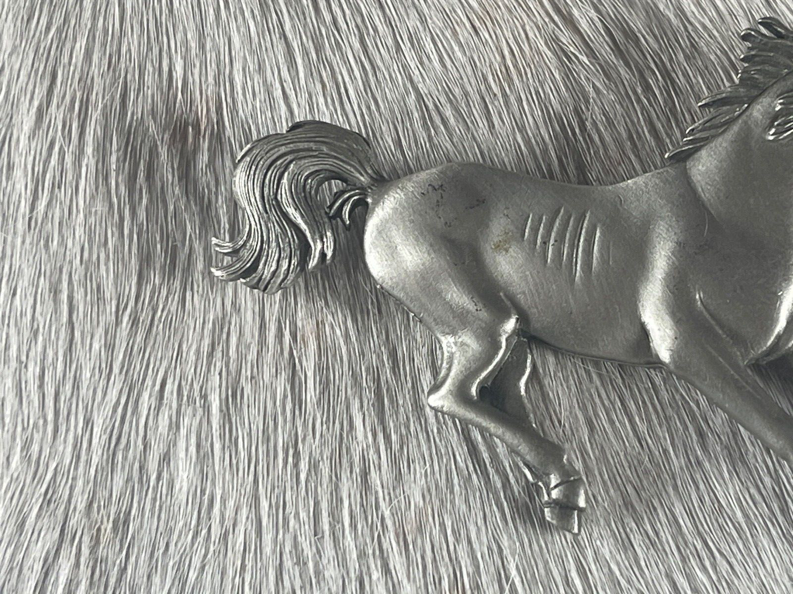 Western Womens Pin 3 x 2 1/4 inch Horse pinback Silver Detailed Features