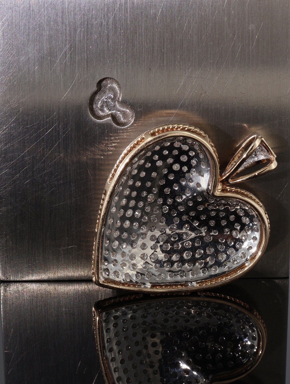 Superb 14ct Gold 2.00ct Pave Set Diamond Puff Heart Pendant Val $7050