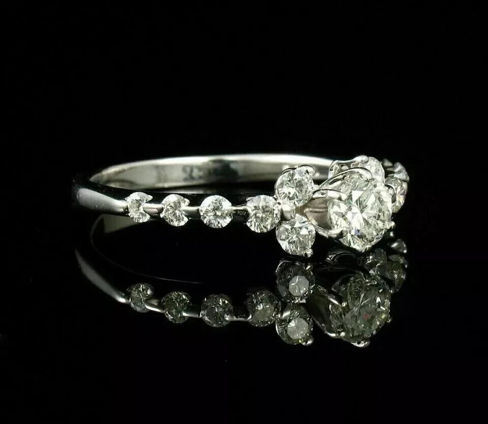 Art Deco Style Round Cut Lab Created Diamond 925 Silver Women’s Anniversary Ring