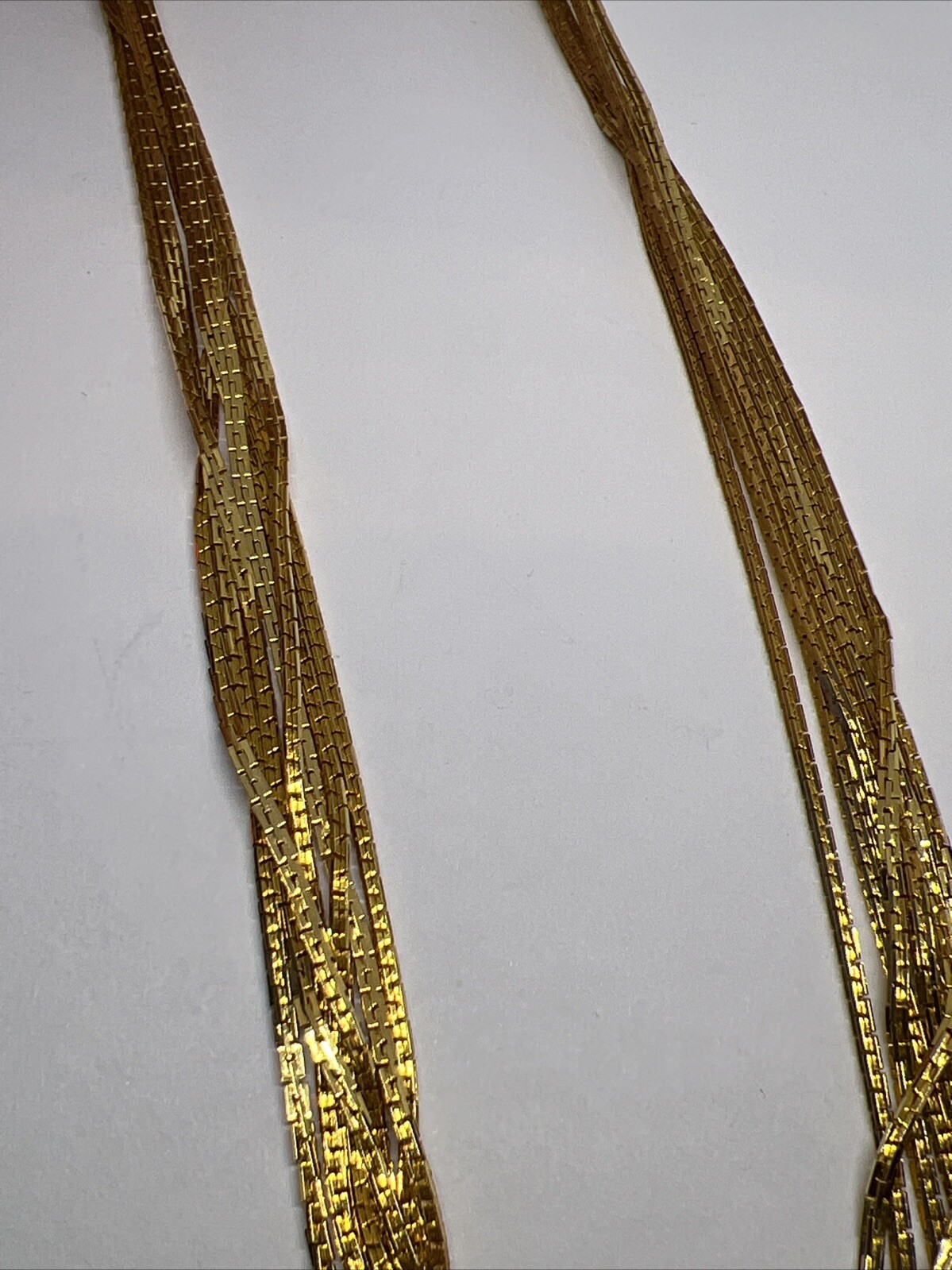 Vintage Shinny Signed NS Multi Strand Yellow Gold Tone Adjustable Necklace 7030