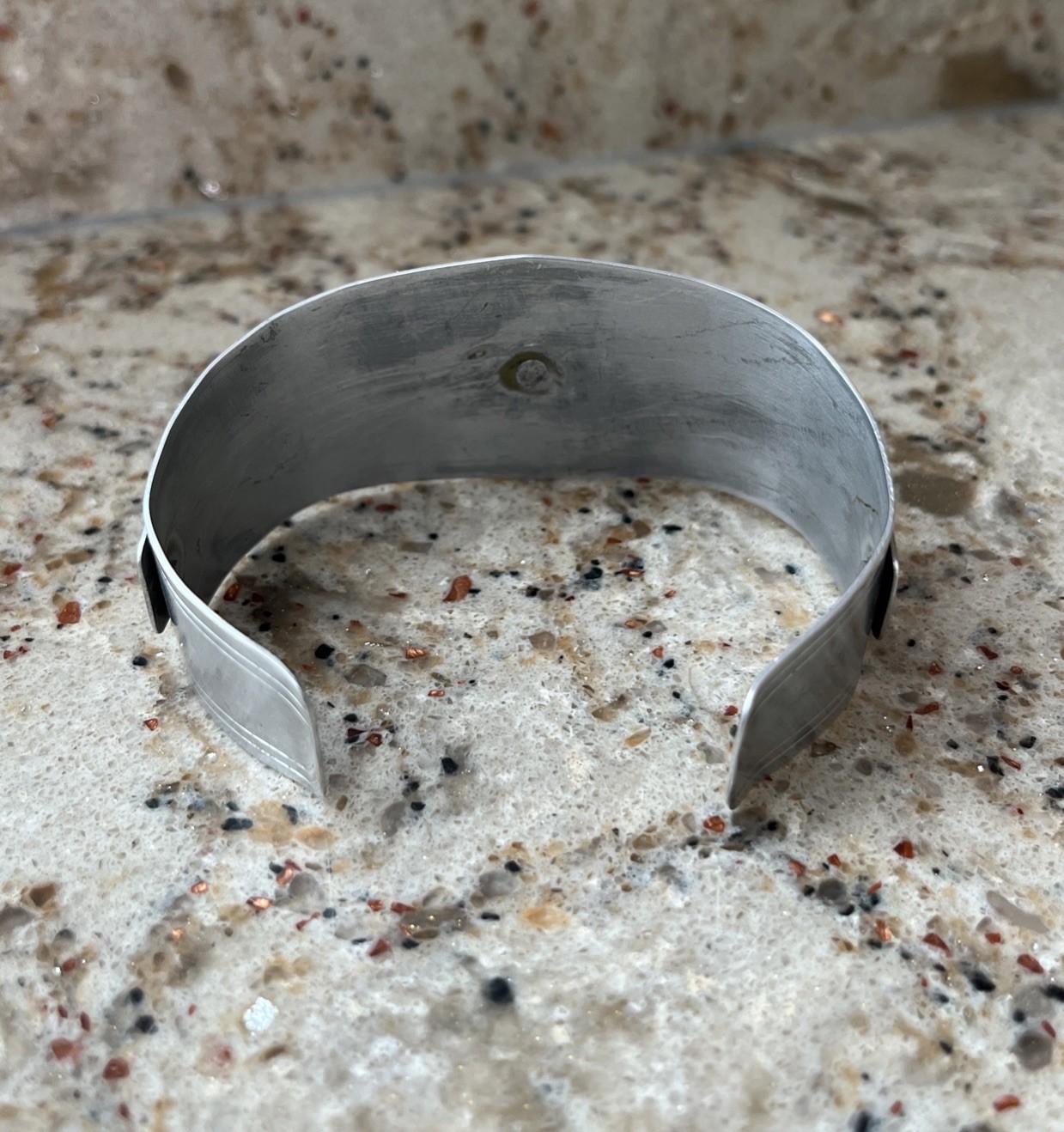 Vintage WWII Era Trench Cuff Bracelet Layered Aluminum Star Floral