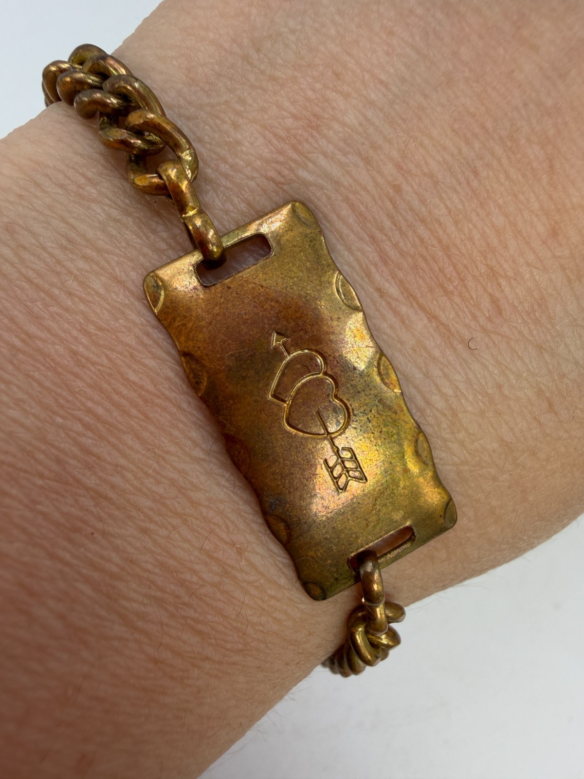 Vintage Bracelet Sweetheart Chain Brass? 7 Inches Lightweight