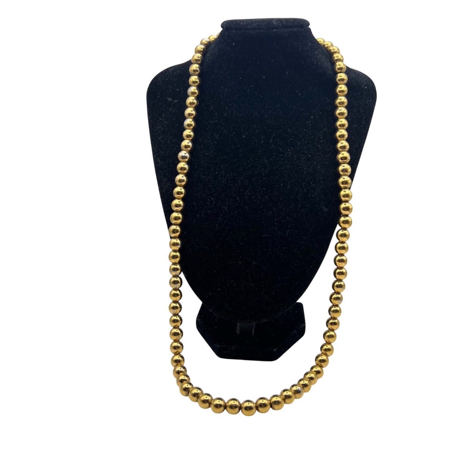 Monet 24″ Gold-Tone Beaded Necklace Sister Lobster Clasp Classic Layering Signed