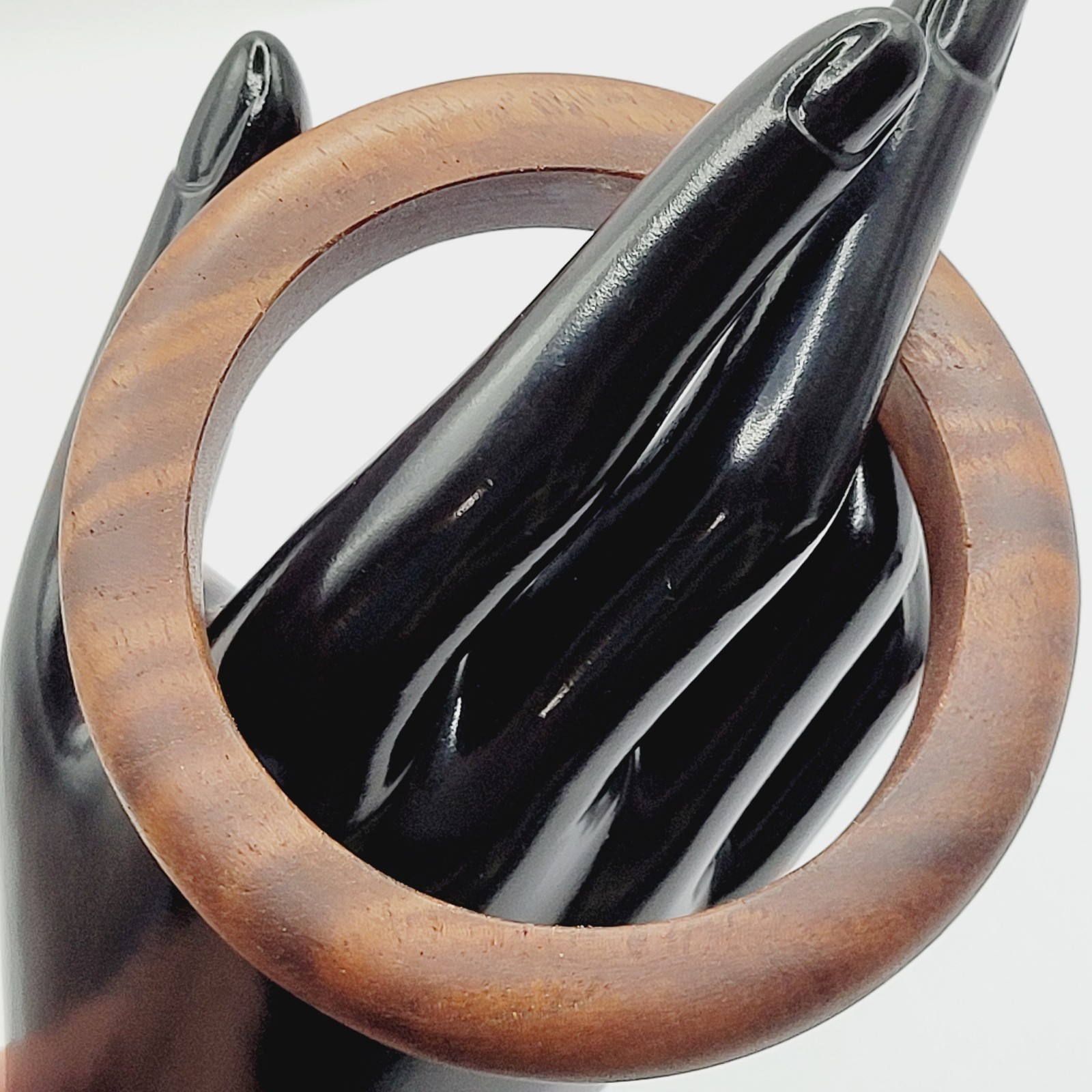 Brown Wood Bangle Dark Lines Matte Finish Retro Vintage 1980s Bracelet 8 Inch