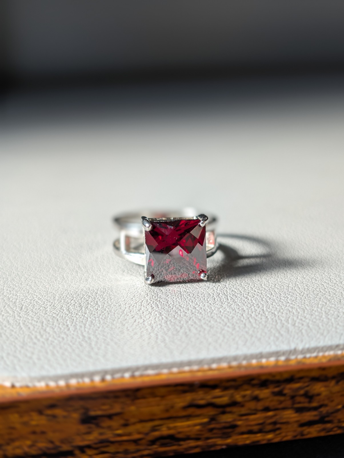 Sterling Silver 7Grams DBJ Dee Berkley Jewelry Garnet Red CZ Square Cut Ring S8