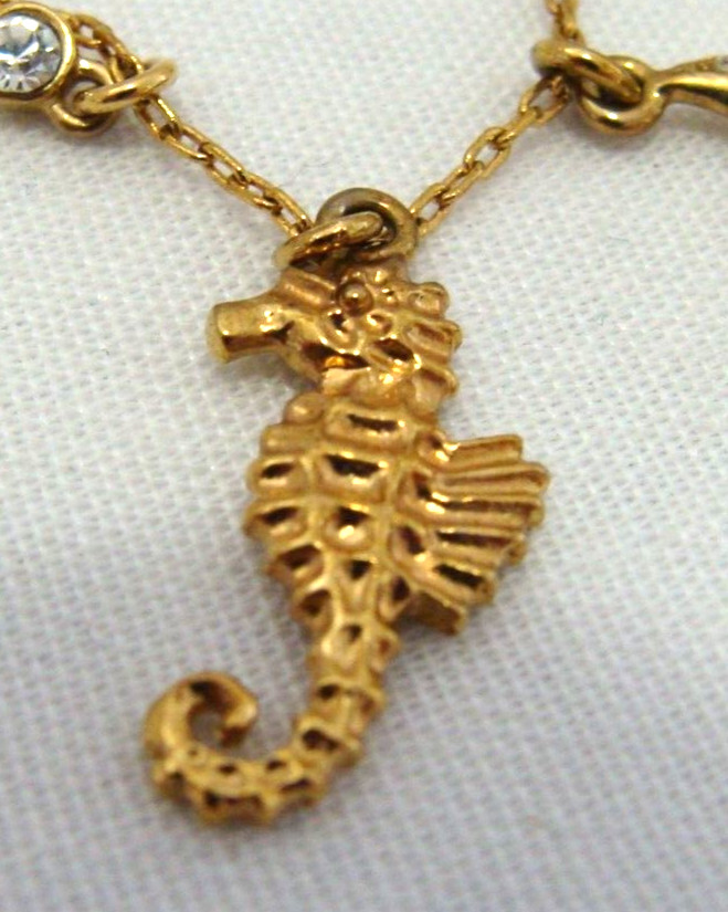 Stella & Dot Gold-Tone Necklace With Ocean Themed Charms Including Seahorse