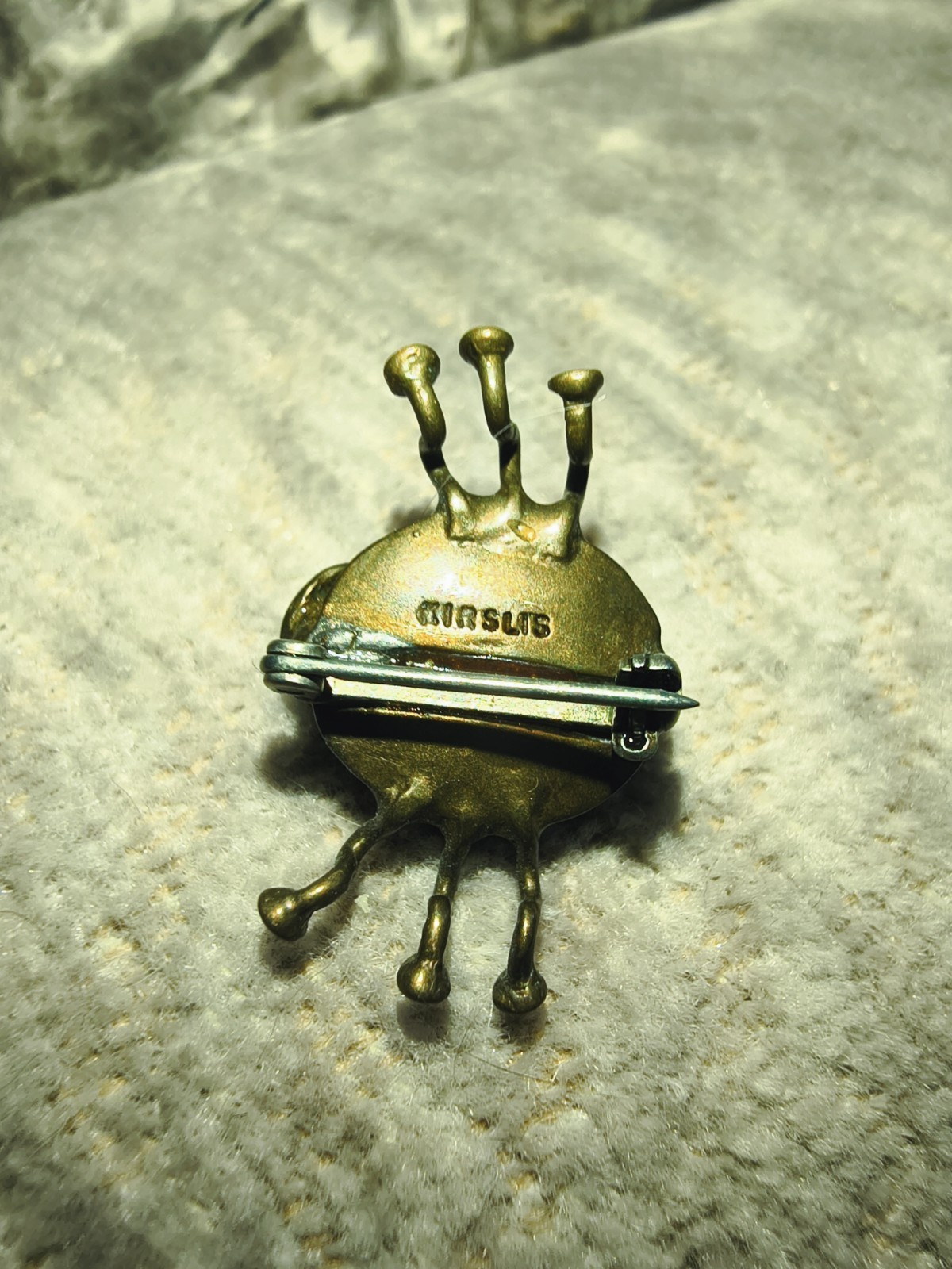 Kirslis Vintage Insect Bug with Whimsical Face Brooch Pin, Venetian Glass