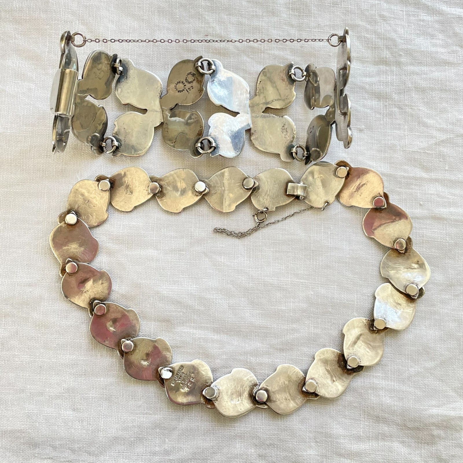 Vintage Los Castillo Necklace/Bracelet Set #122, Taxco Mexico Sterling