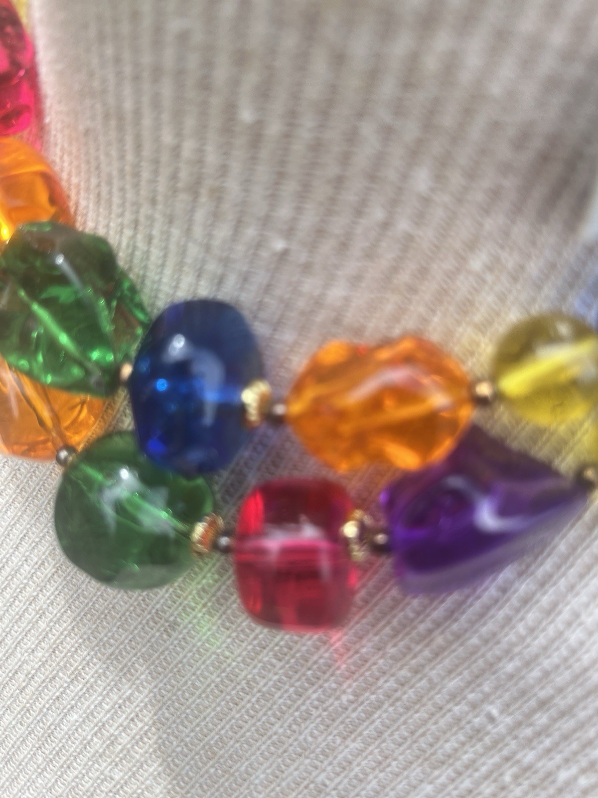 Vtg 1980’s Chunky Tacoa Graduated Lucite or Acrylic Colorful Beaded Necklace