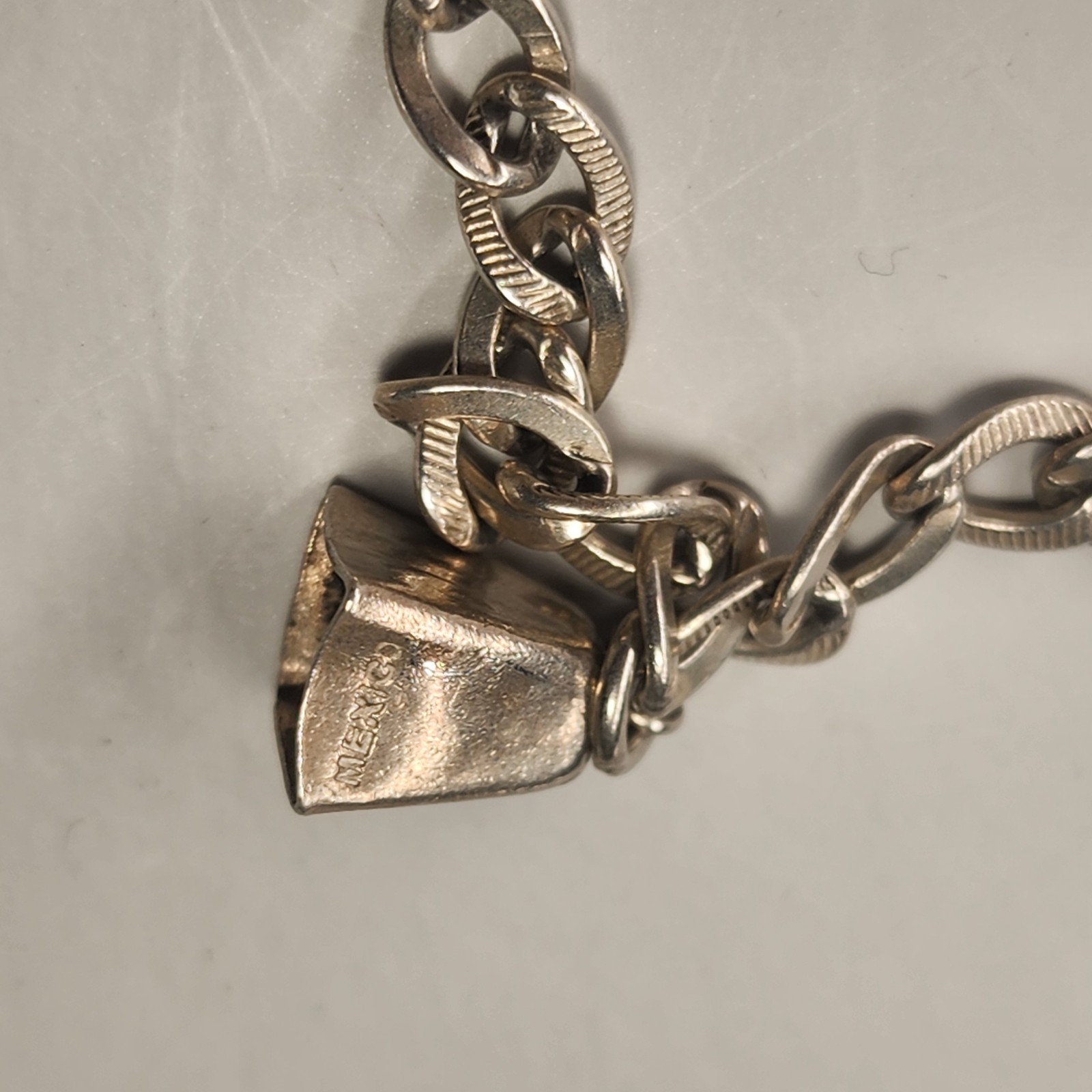 Sterling Silver Bracelet Charm Bracelet 14 Gms 7-1/2″ Long Four Silver Charms