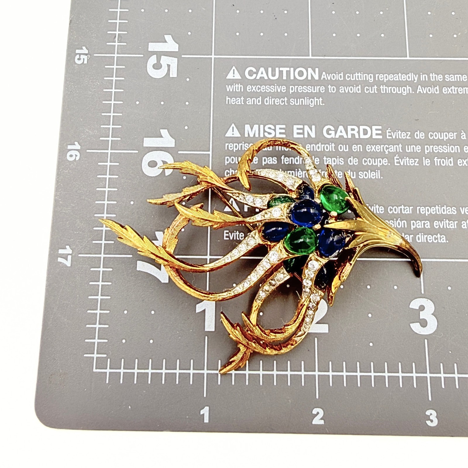 Rare Marcel Boucher Limited Edition Gripoix Cabochon Pave Rhinestone Brooch Pin