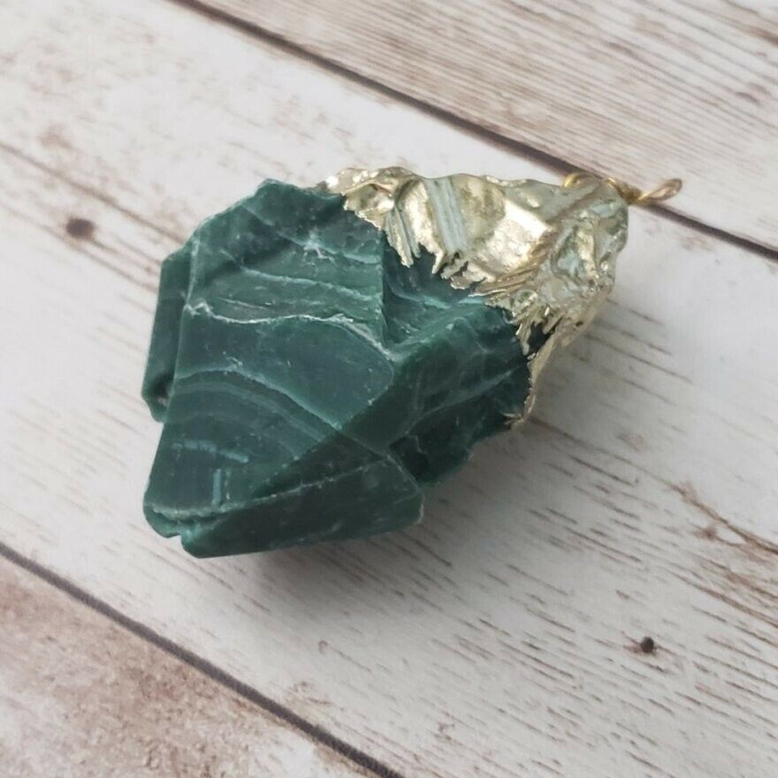 Vintage Pendant Large Pendant Green with Gold Tone – No Chain Included