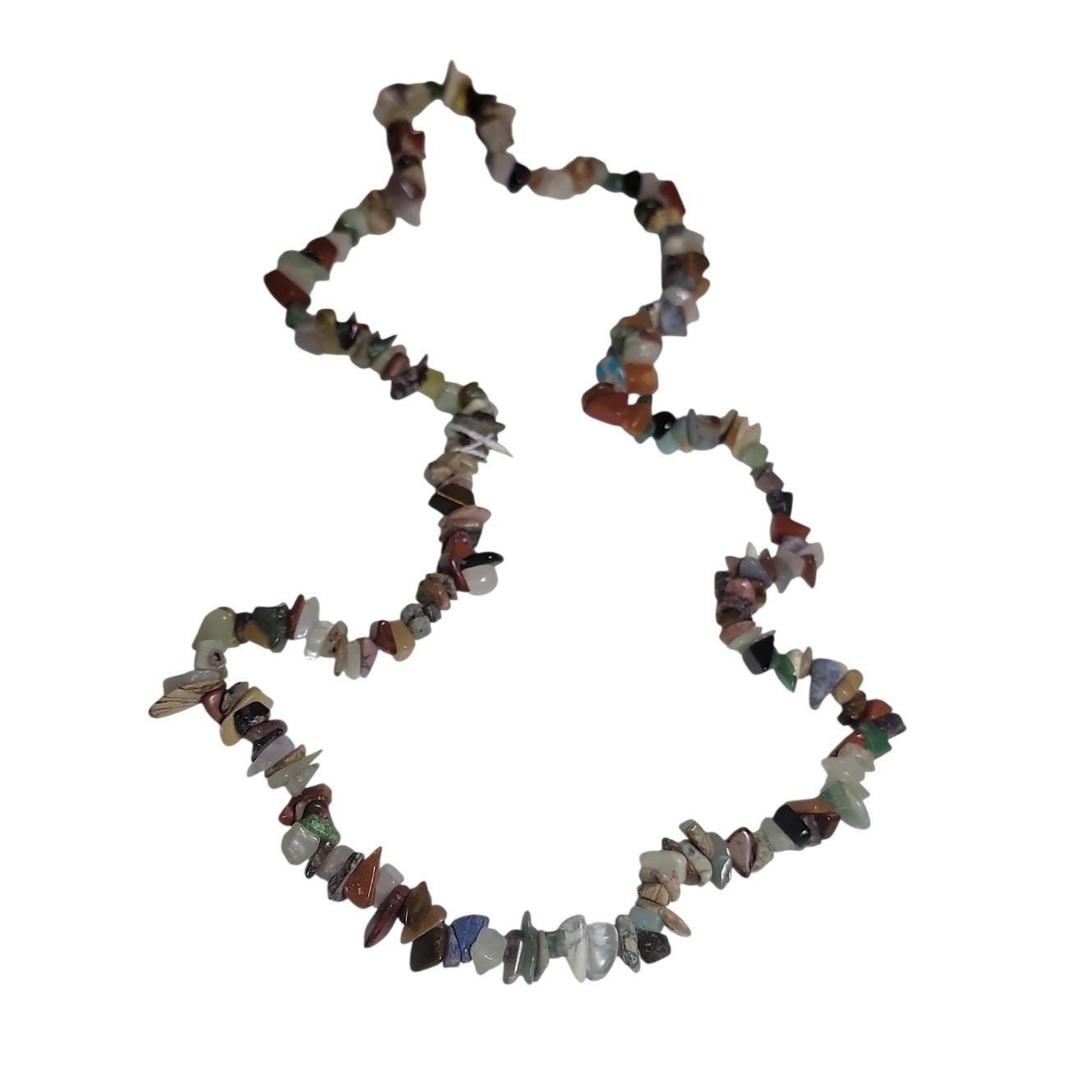 Vintage Stone Chip Necklace Lot Faux Turquoise Coral Green Mixed Gemstone Beaded