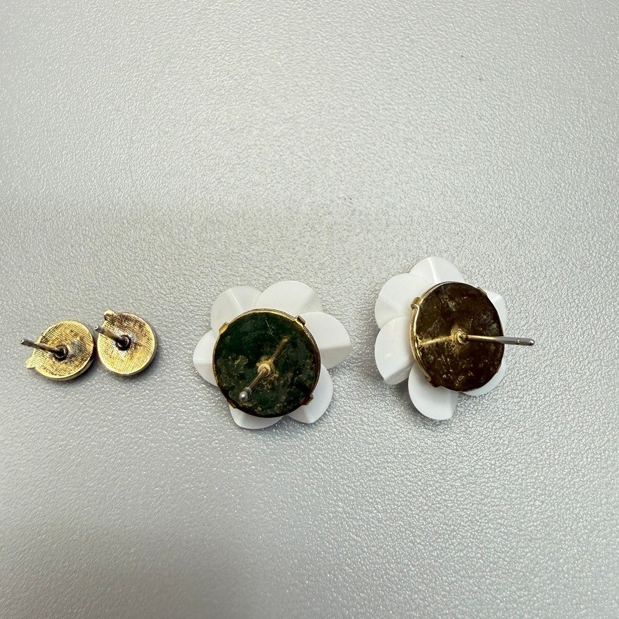 Vintage Brooch Earring Lot Lime Green Enamel Gold Tone Flower Ladybug Enamel