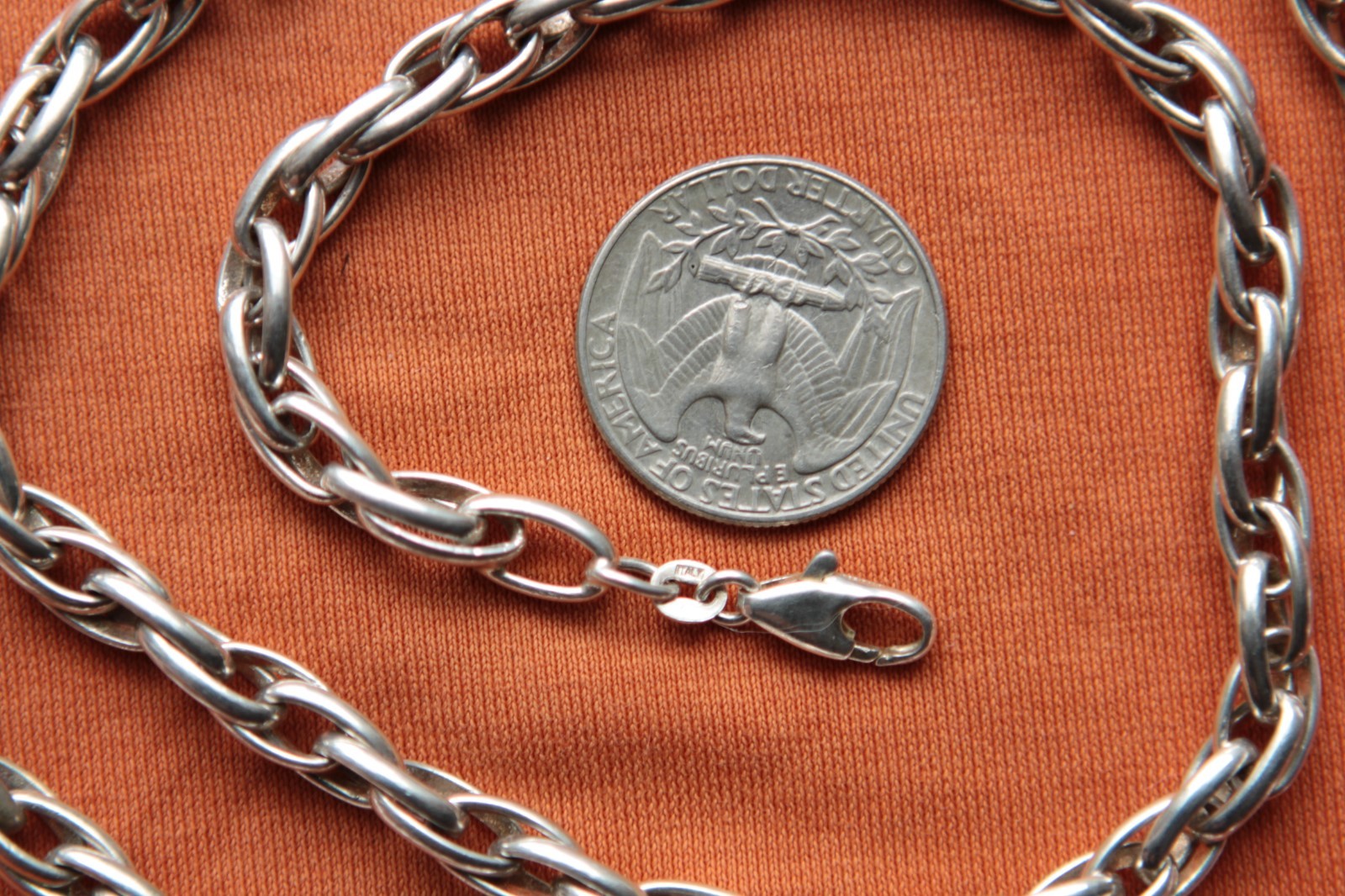 Vtg Sterling Silver Made in Italy Chain Necklace 53 grams 23.5″ long 6.5 mm