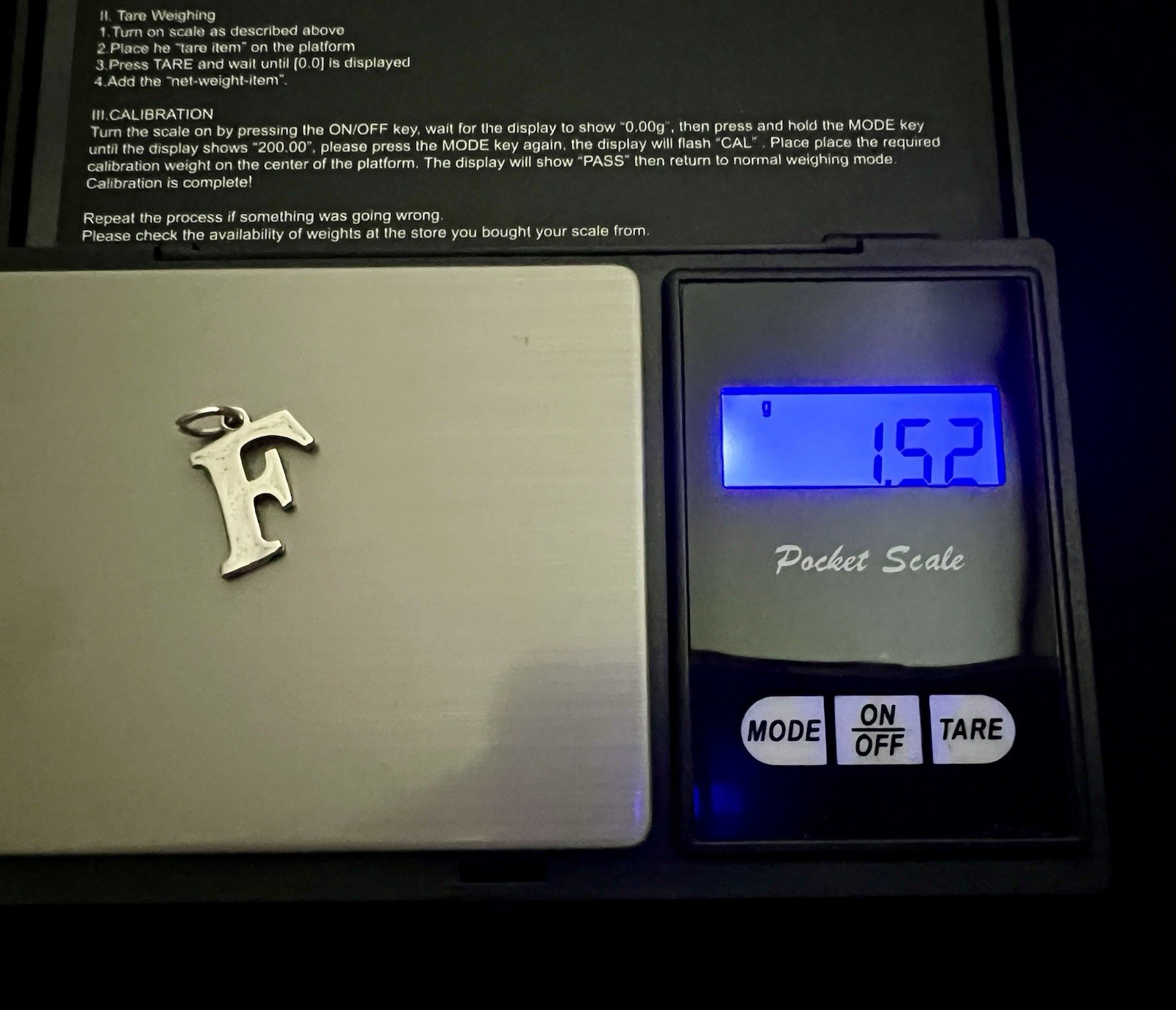 Vintage Letter F Sterling Silver Initial Charm/Pendant Stamped SJC 925 ~ 1.52 g