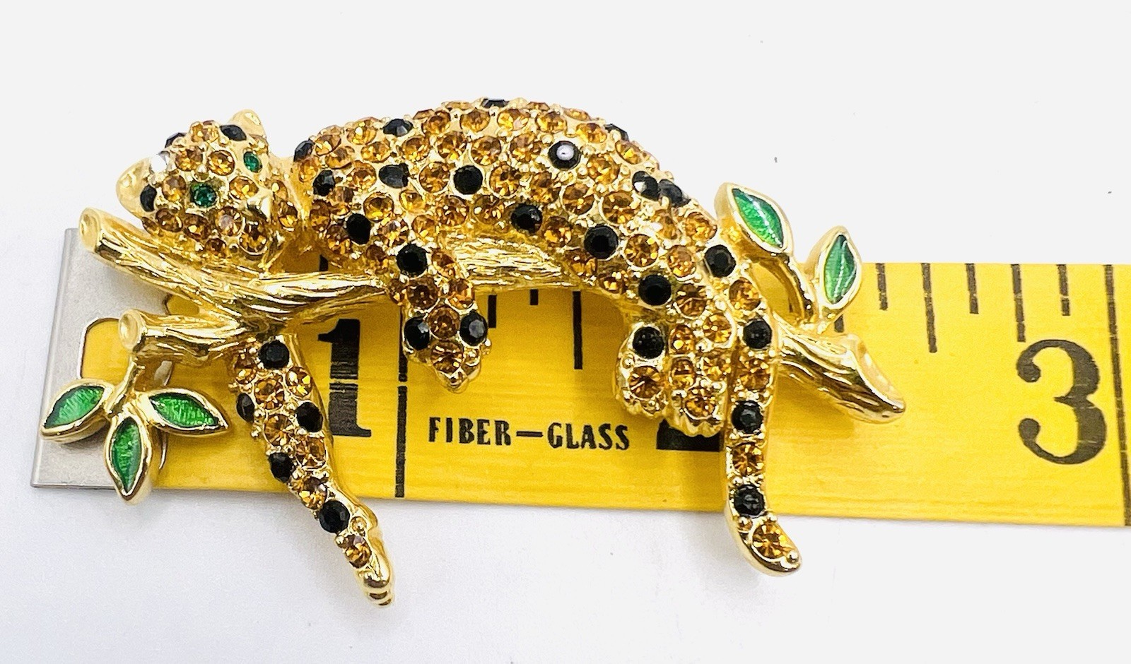 Vintage Trifari Safari Limited Edition 1997 Rhinestone Leopard Enamel BroochPin