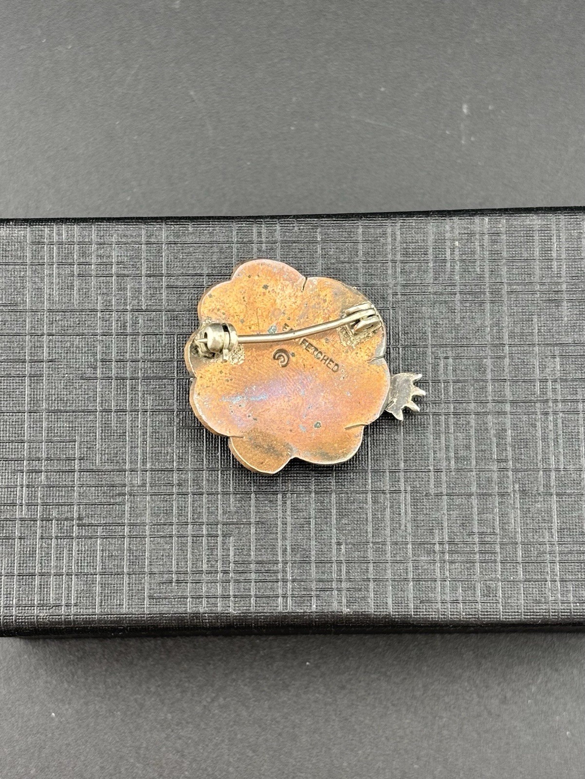 Far Fetched Frog Toad Mixed Metal Sterling Silver Copper VTG Brooch 1 In
