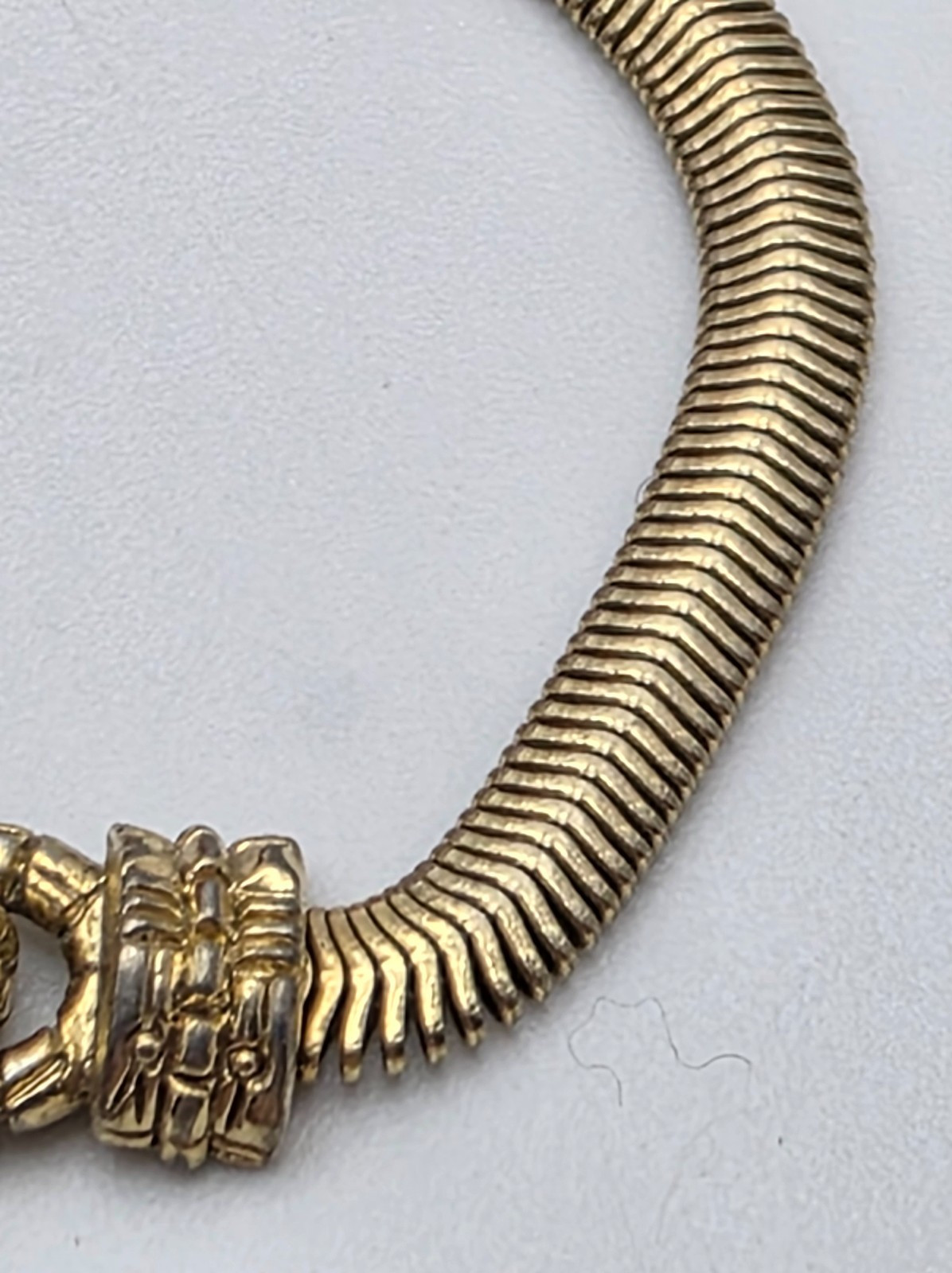 Gold Tone Open Heart Crystal Pave Herringbone Chain Bracelet 7.25 In Vintage