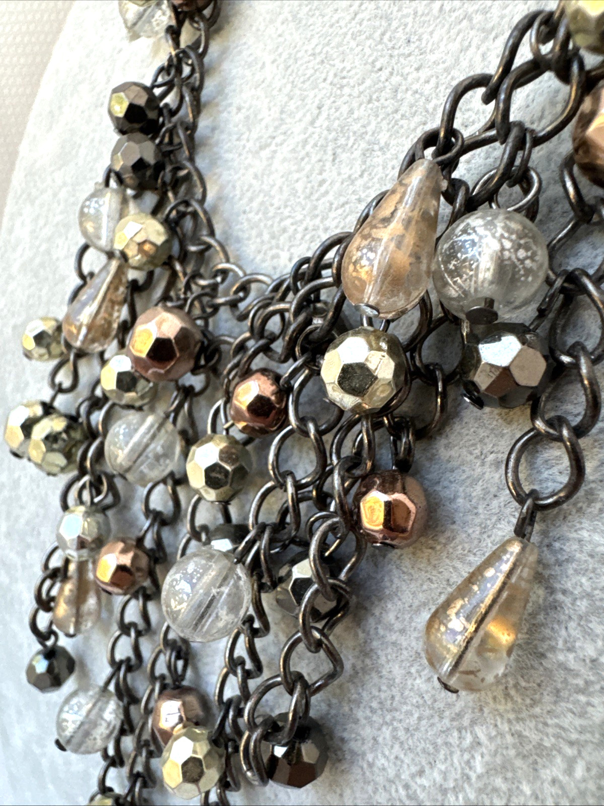 Gunmetal VTG Modernist Metal Necklace Mesh Chainmail Choker goth Hippie Gypsy