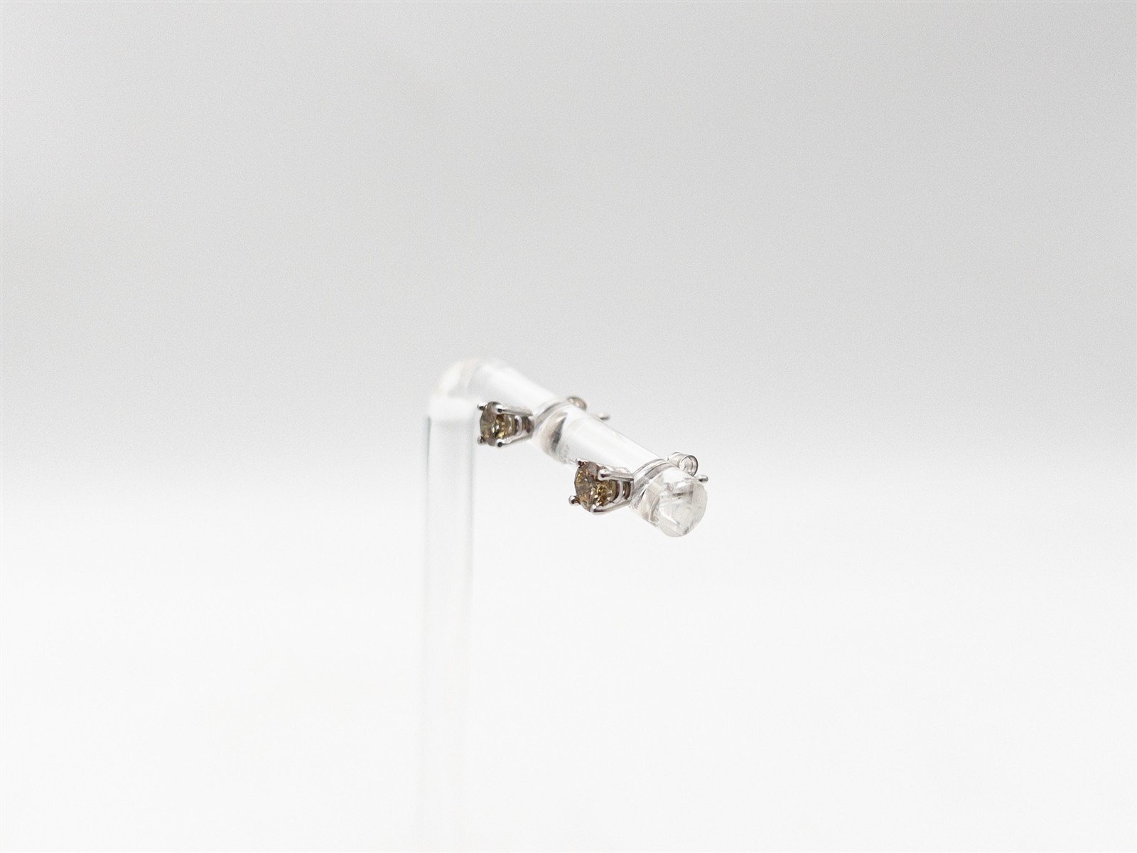 NEW $2000 1ct Si1 Natural Champagne ROUND Diamond 14k White Gold STUD Earrings