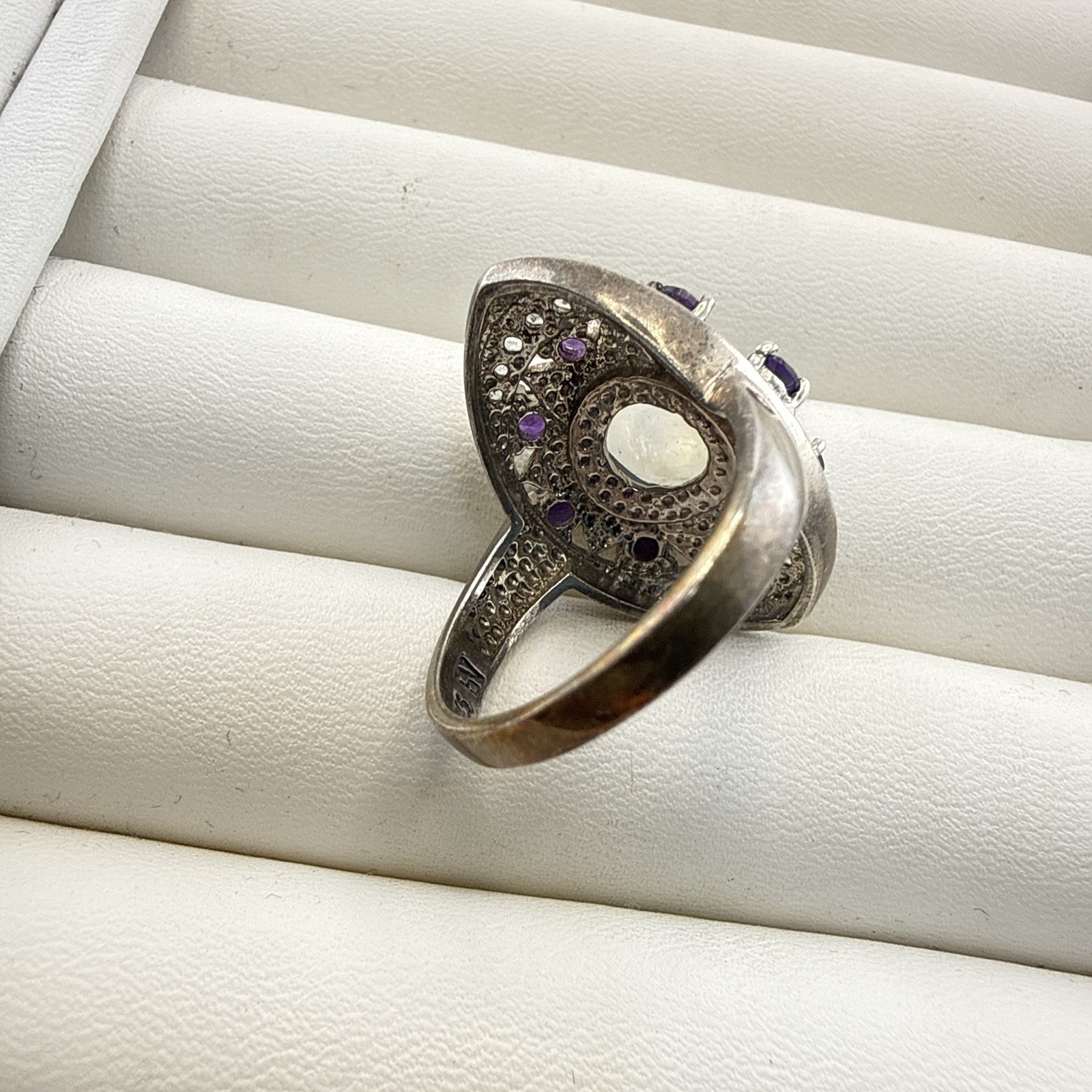 Nicky Butler Ring Amethyst Moonstone Enamel Sterling Silver sz 9 Blue Purple 925