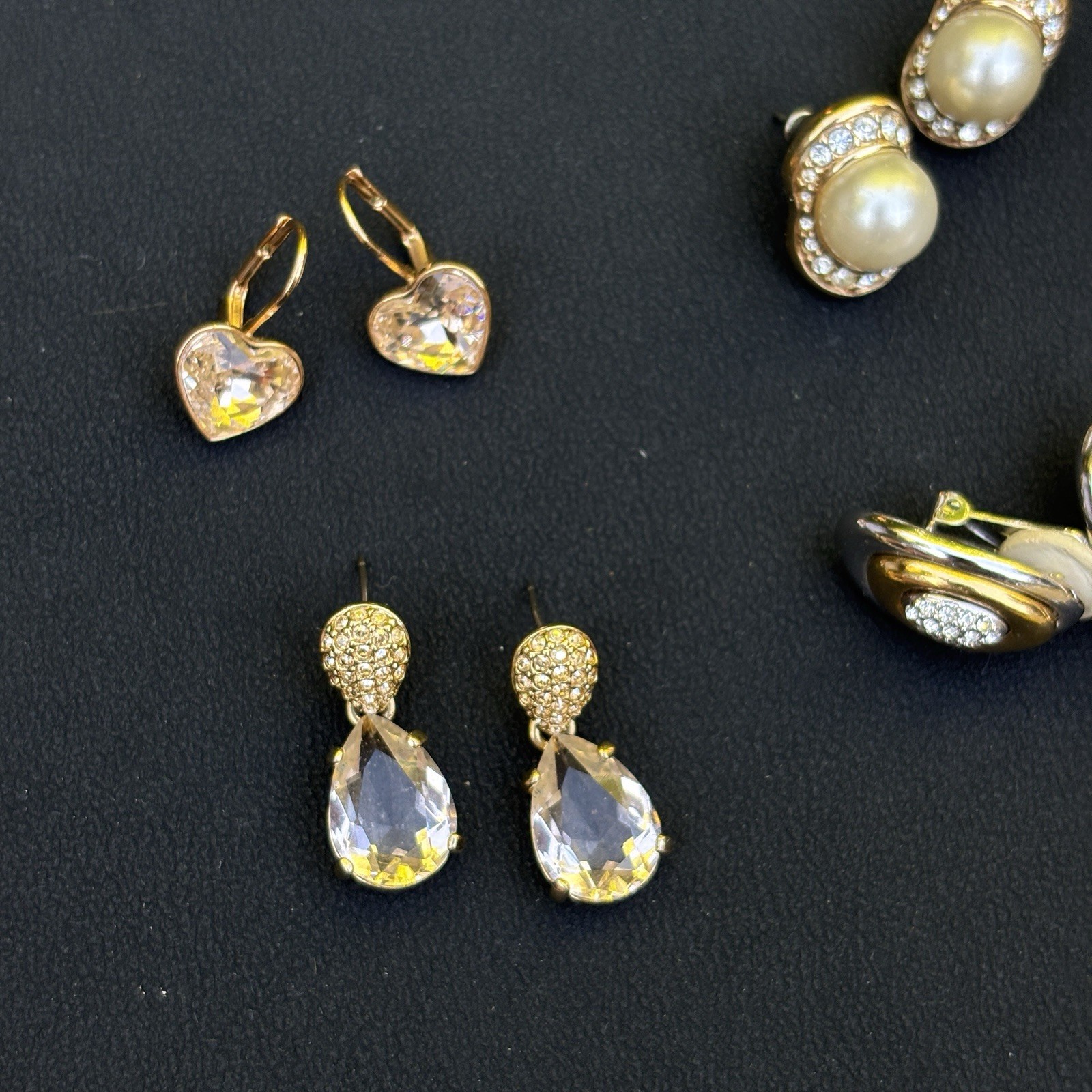 5 Pairs Signed Swarovski Crystal Earrings Lot