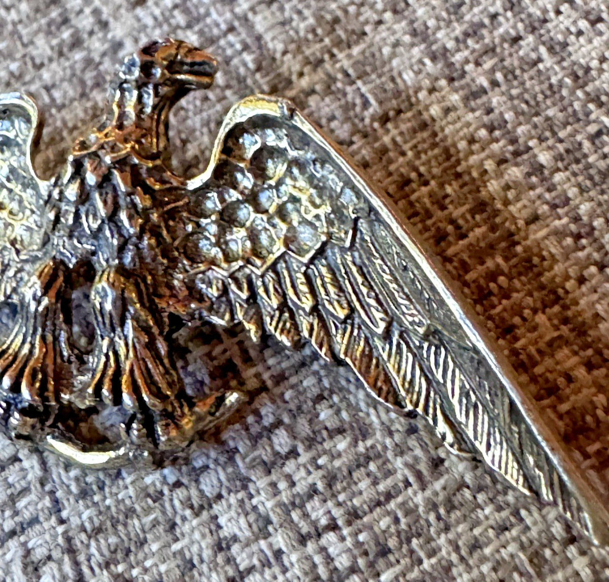 VTG Zentall Spread Wings Eagle Pin Brooch Burnished Brass Look Patriotic Jewelry