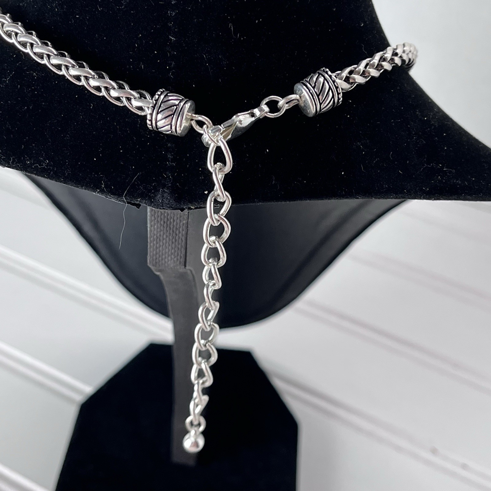 Vintage 18” Double Curb Chain Necklace – Brown Glass Cat’s Eye Pendant – 1990s