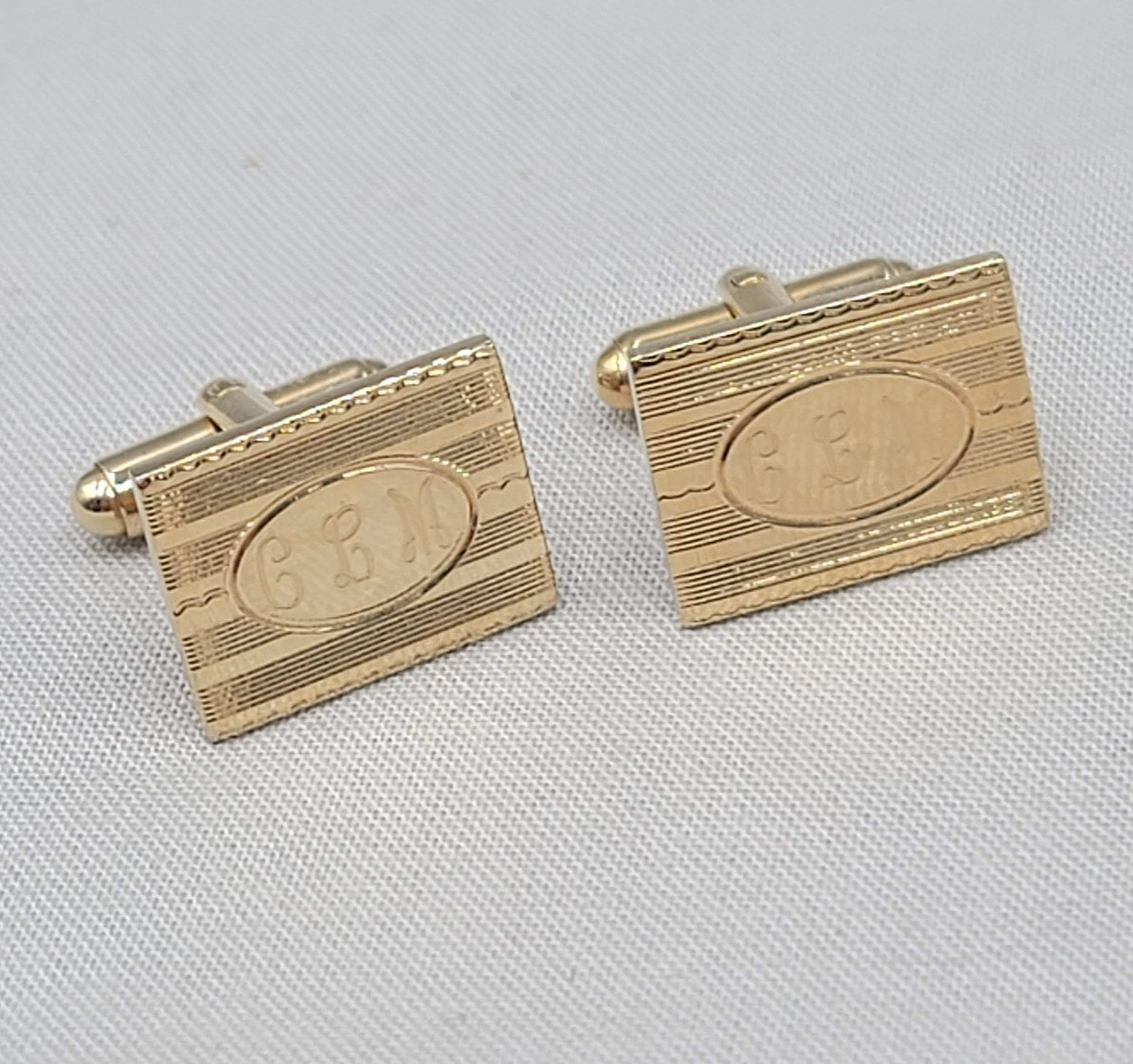 Vintage Hadley Mens Cufflinks Gold Plated Monogram CLM 3/4″