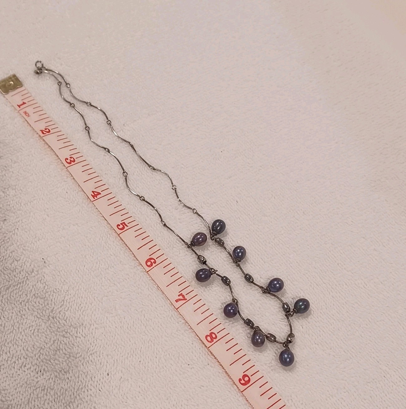 Vintage Sterling Silver And Tahitian Pearl Necklace Signed 925