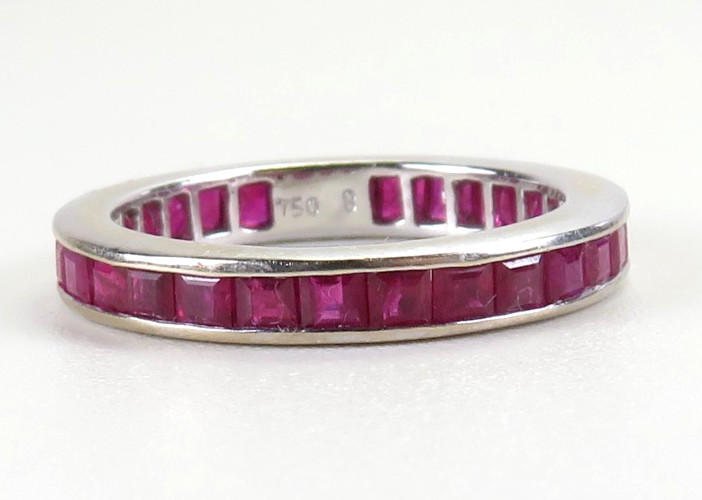 Antique Art Deco 1920’s Ruby Eternity Wedding Band Size 6.25 UK-M EGL USA 2.08CT