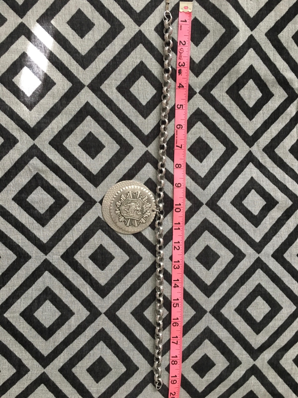 Vintage Aluminum Crest Pendant Necklace