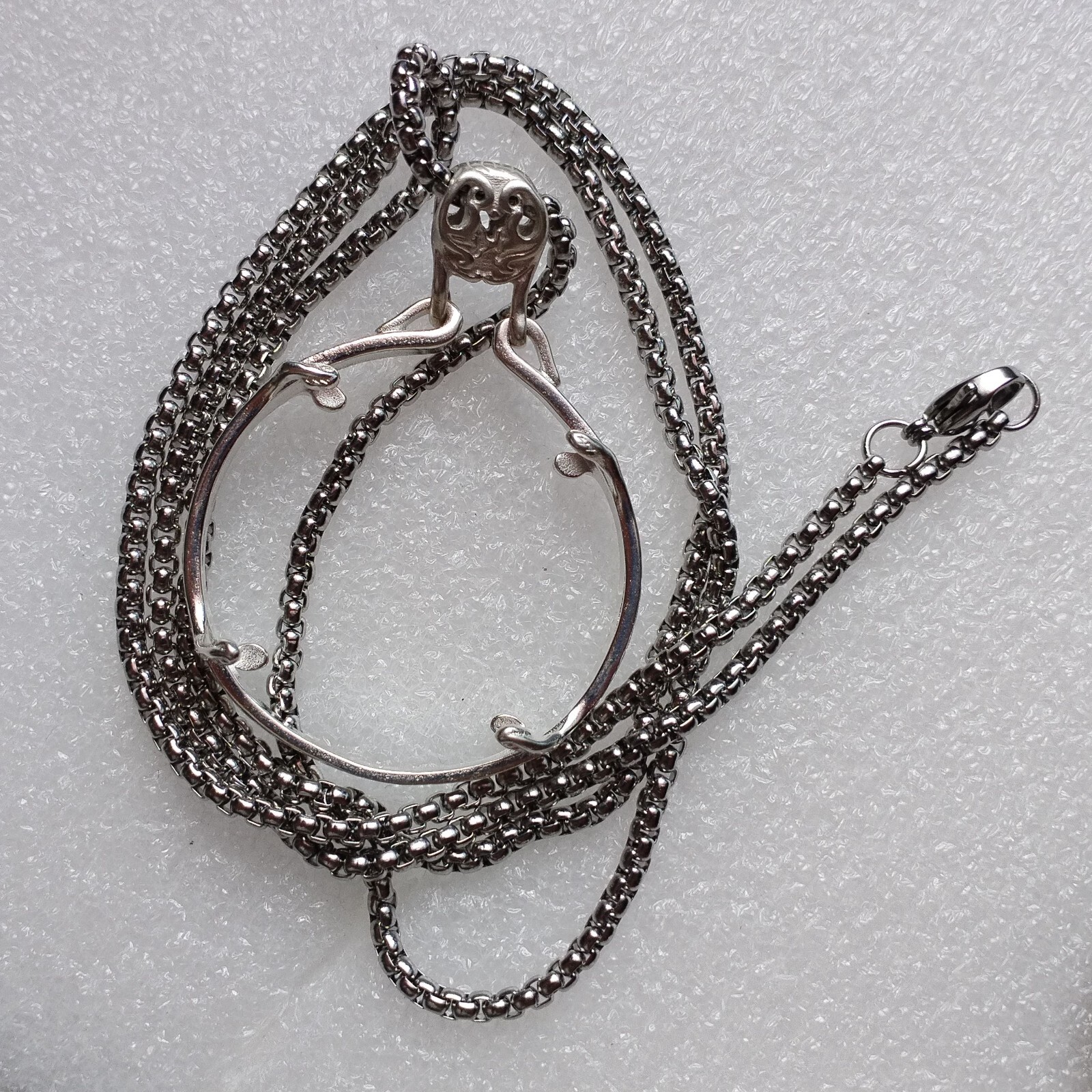 Vintage Pendant Hoop Diameter 38-39mm And Chain 3mm*80cm Silver Color