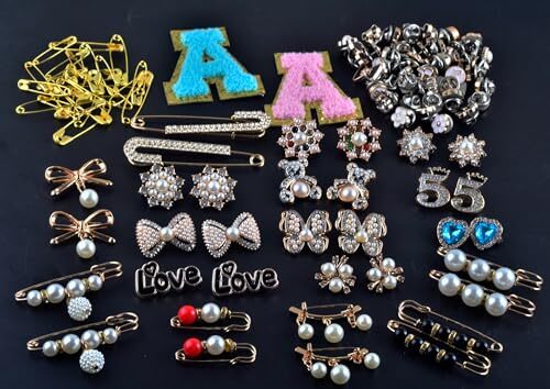 Charms for Socks Safety Pins 100pcs Brooches and Pins for Women Gold Junk Sock