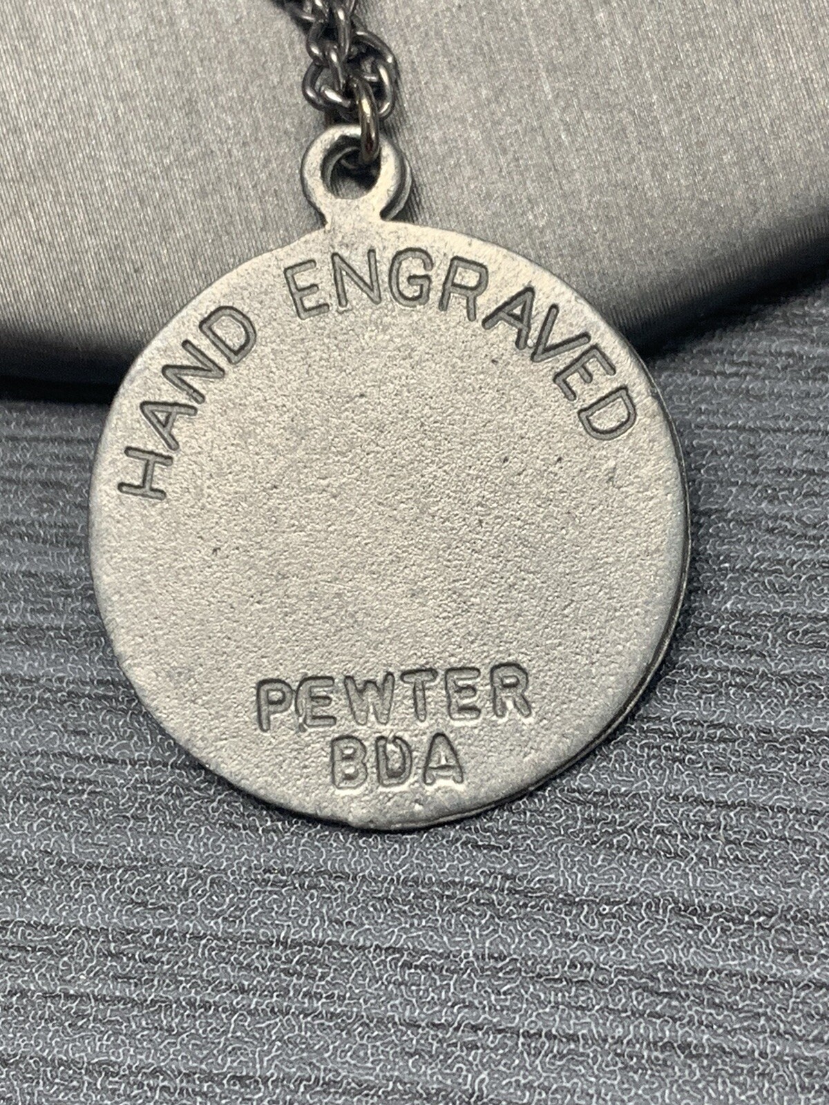 Vintage Pewter BDA Zodiac astrology Capricorn Engraved Pendant Necklace 18”