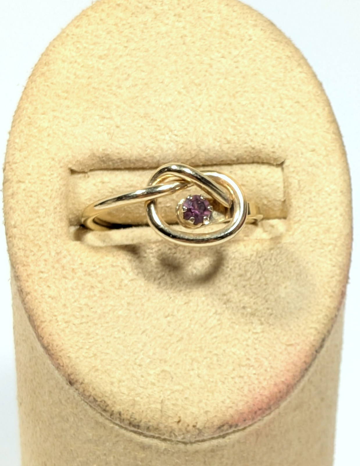 Vintage Avon 1978 Love Me Knot Faux Amethyst Ring Size 8