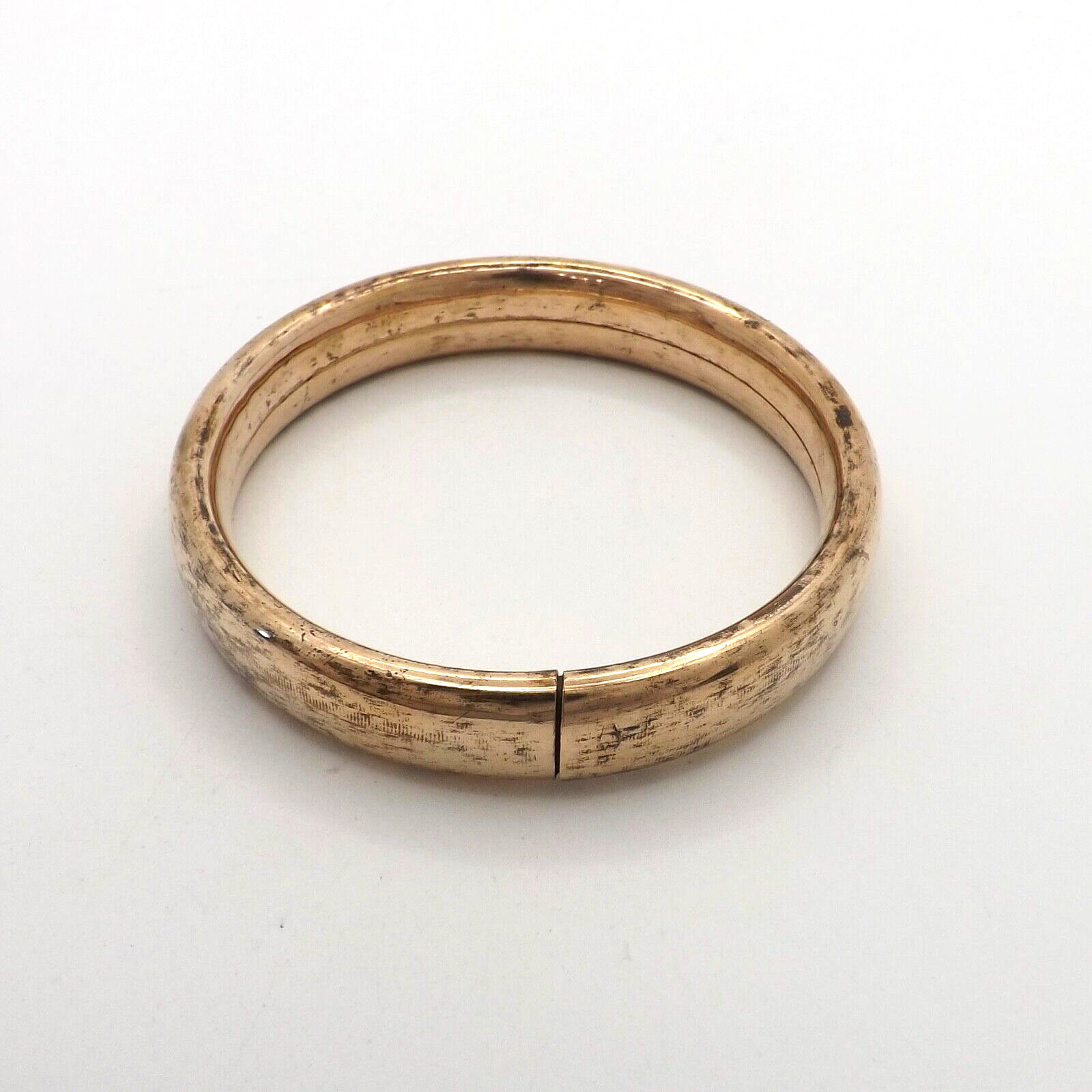 Victorian 12k Gold Filled Leaves Floral Bangle Bracelet 7in Tension Clasp