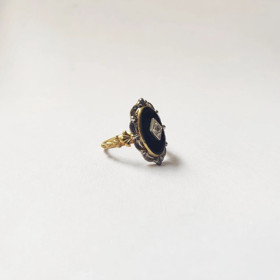Art Deco Style Victorian handmade Black onyx Wedding Anniversary 925 Silver Ring