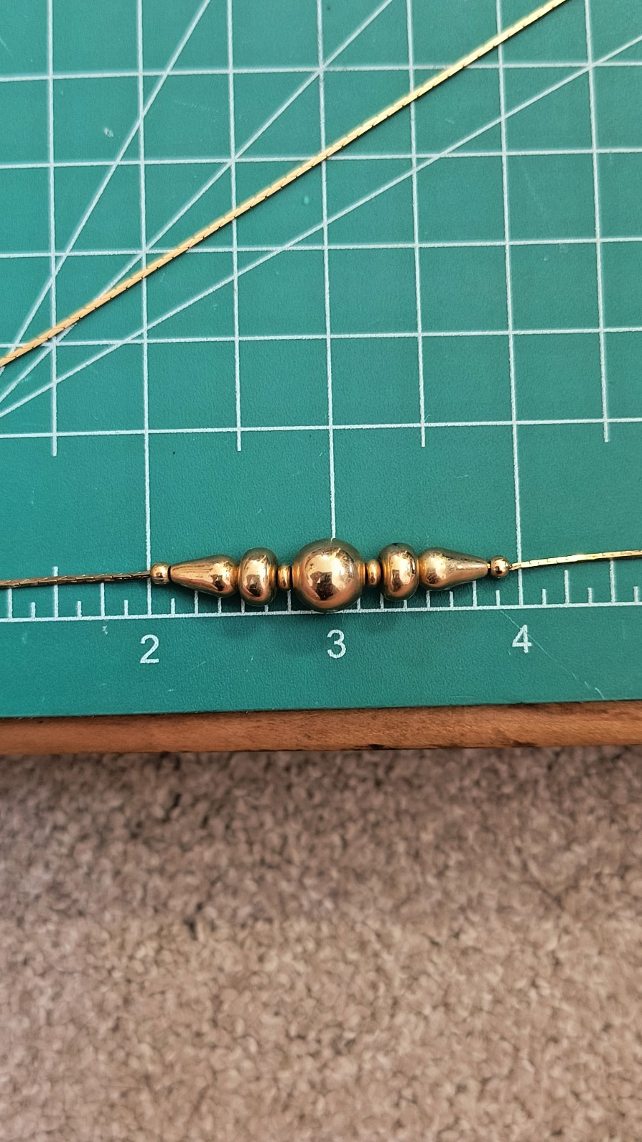 VTG Retro / Art Deco Bead Necklace in Goldtone, Ancient Theme & Style, 18 inche